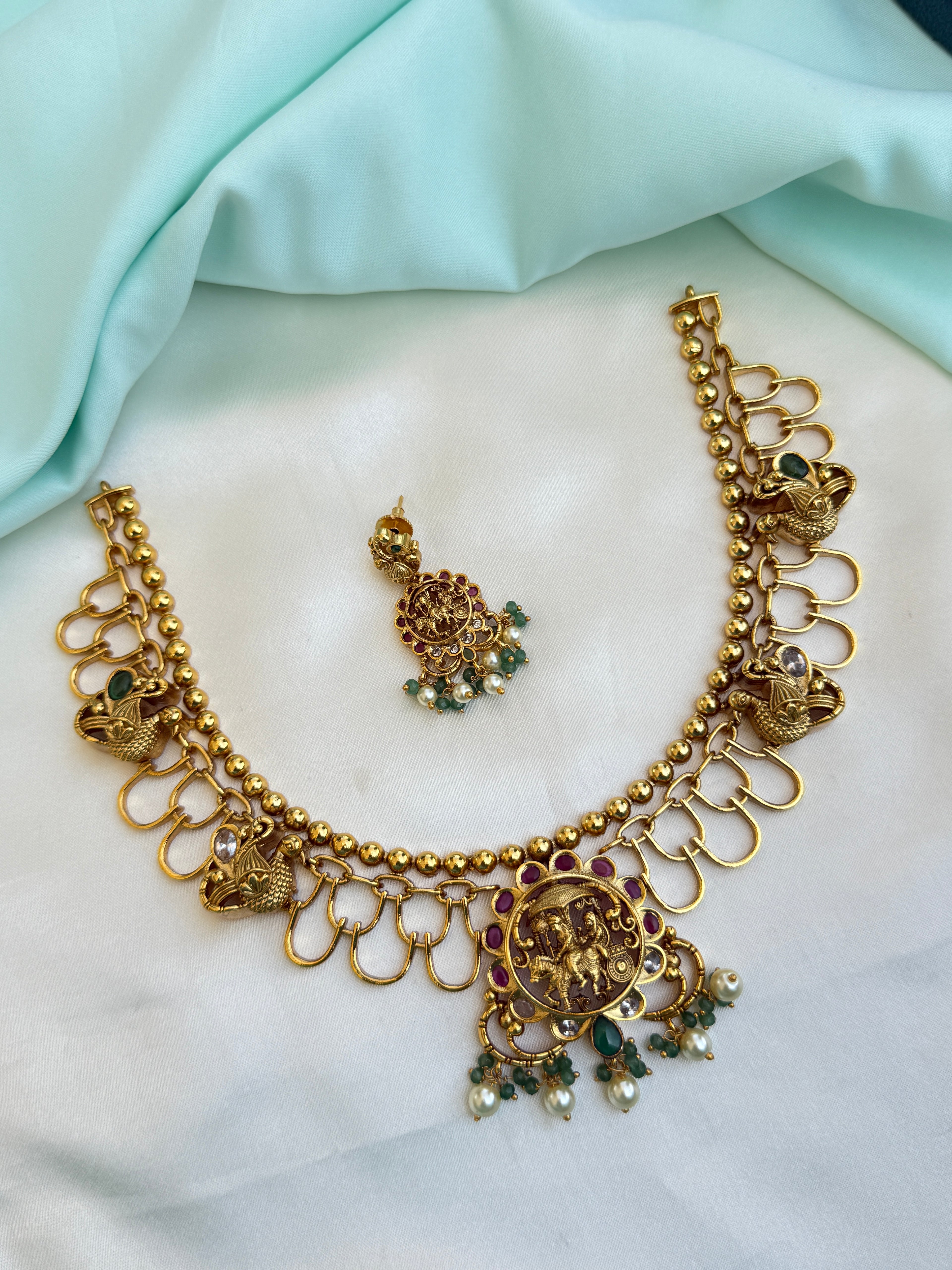 Gold replica peacock neckset with earrings ns307