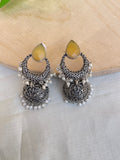 Ox209 Chand butta pearl oxidised hanging lightweight earrings