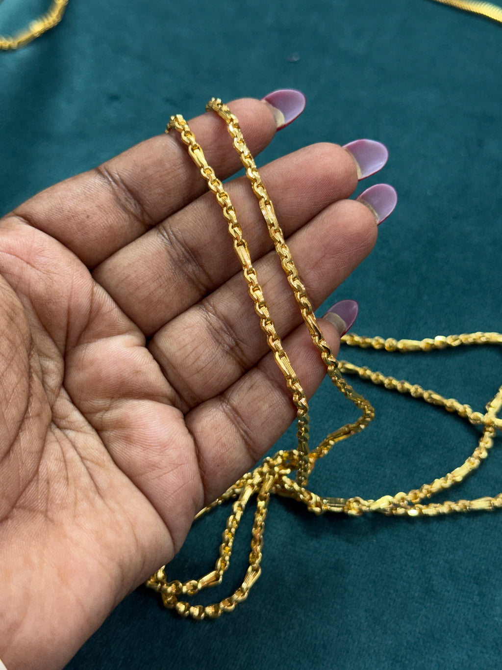 Tc036 2 lines unpolished panchaloham  thali chain