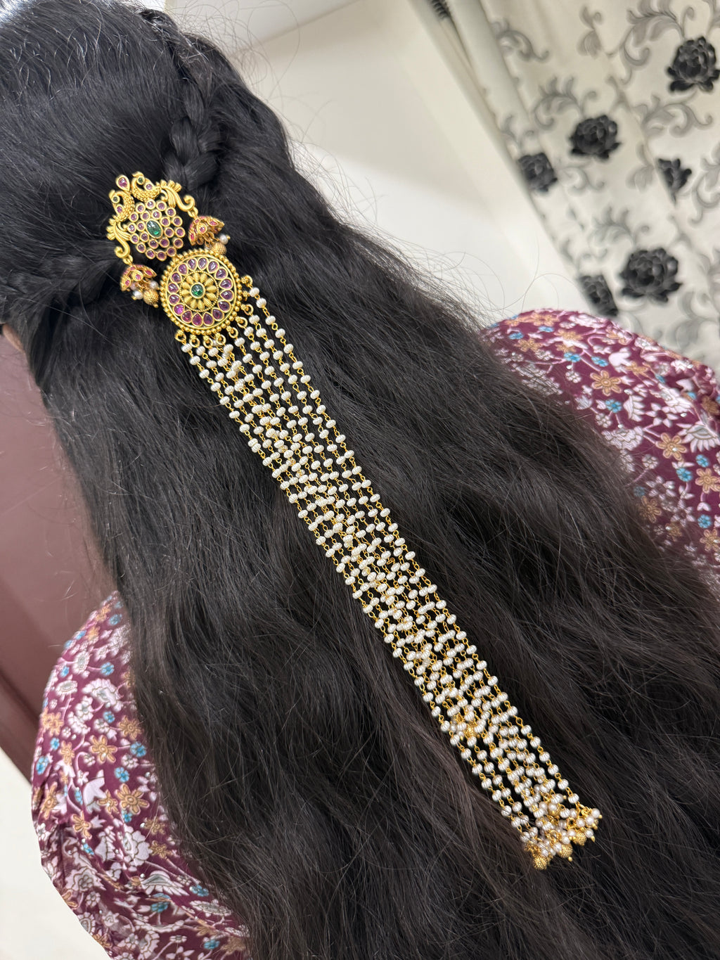 Peacock kemp stones with buttas gold balls jada Billa jd014