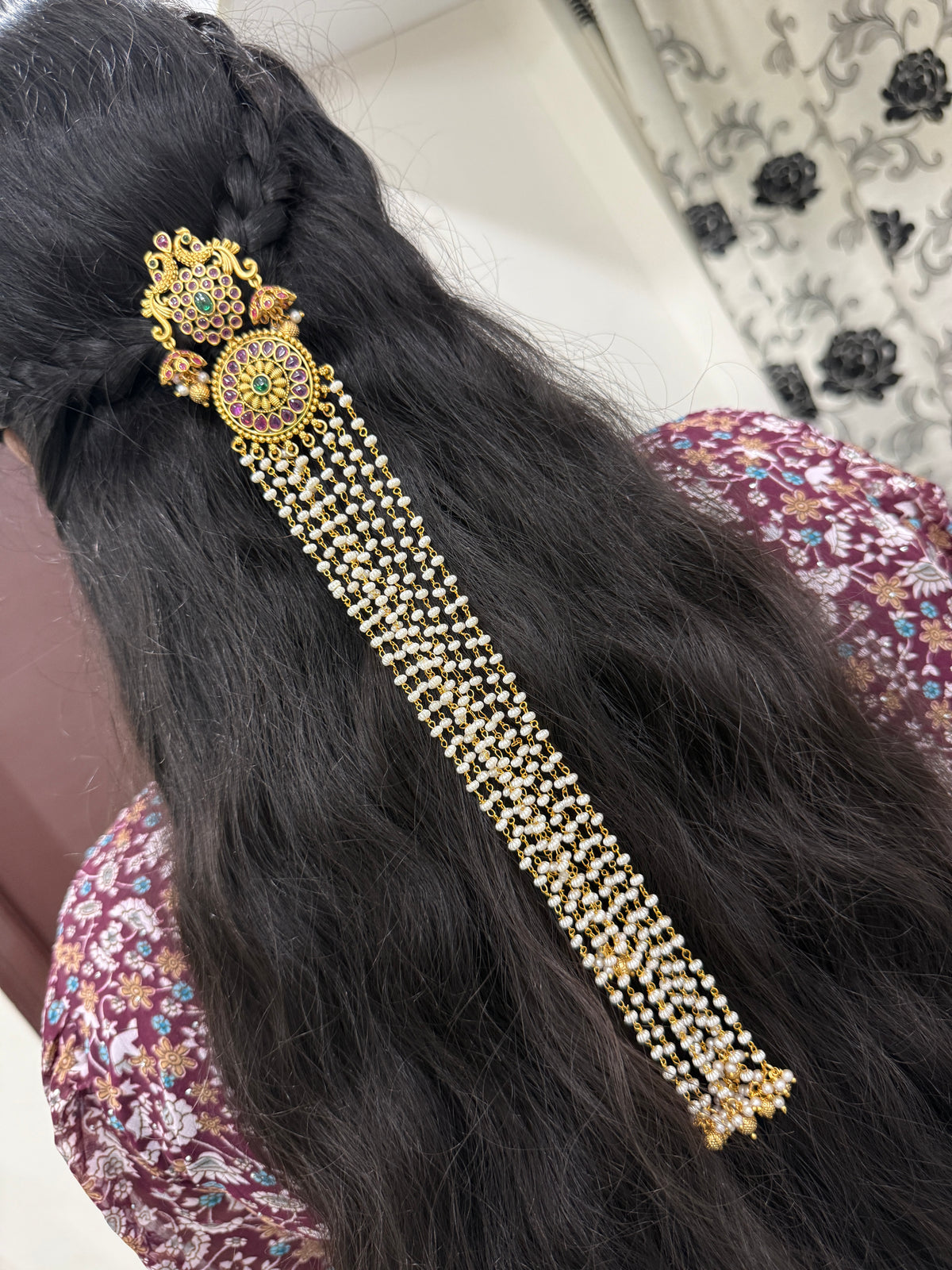 Peacock kemp stones with buttas gold balls jada Billa jd014