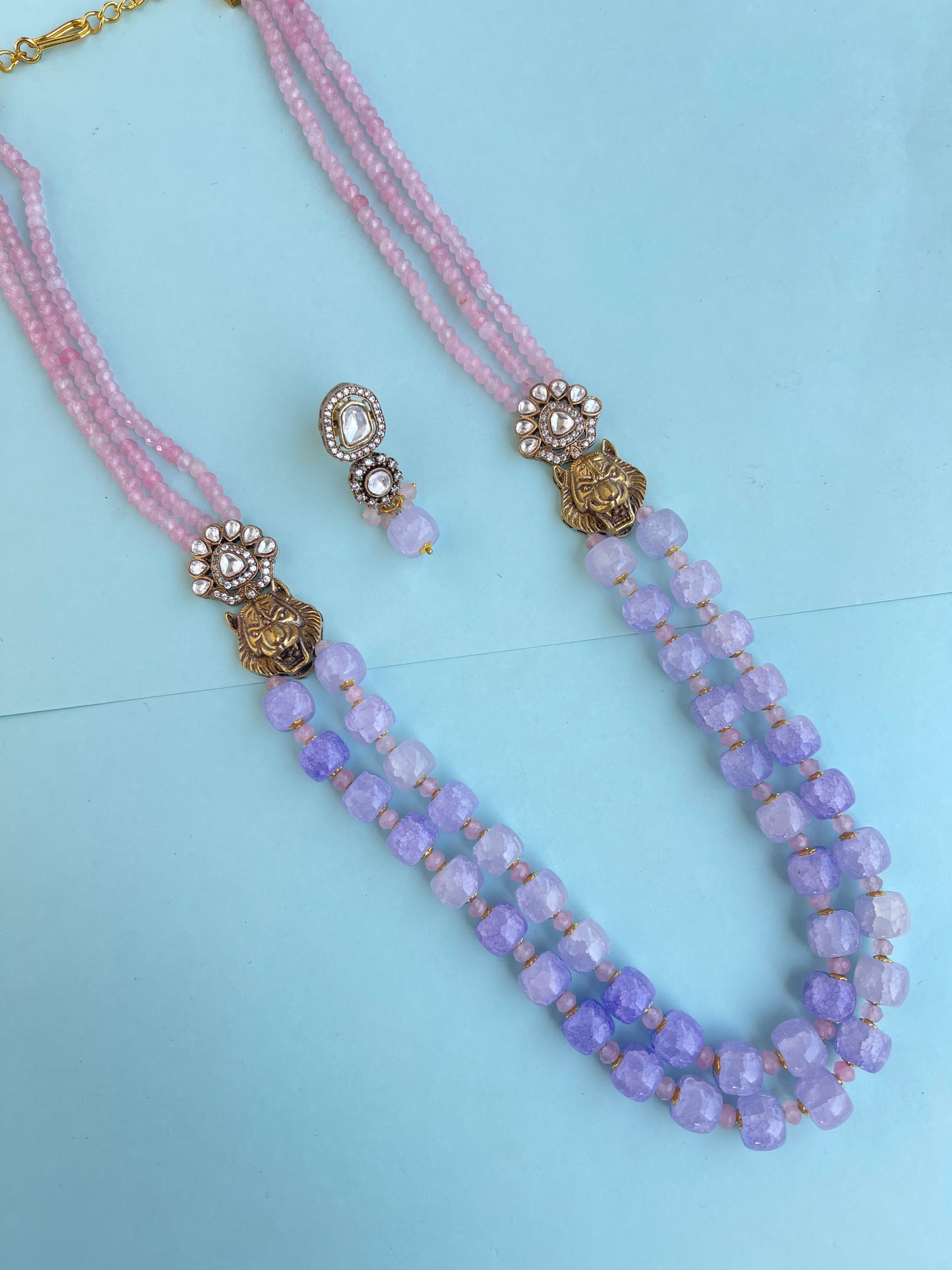 Sabyasachi inspired moissanite pendant long beads chain