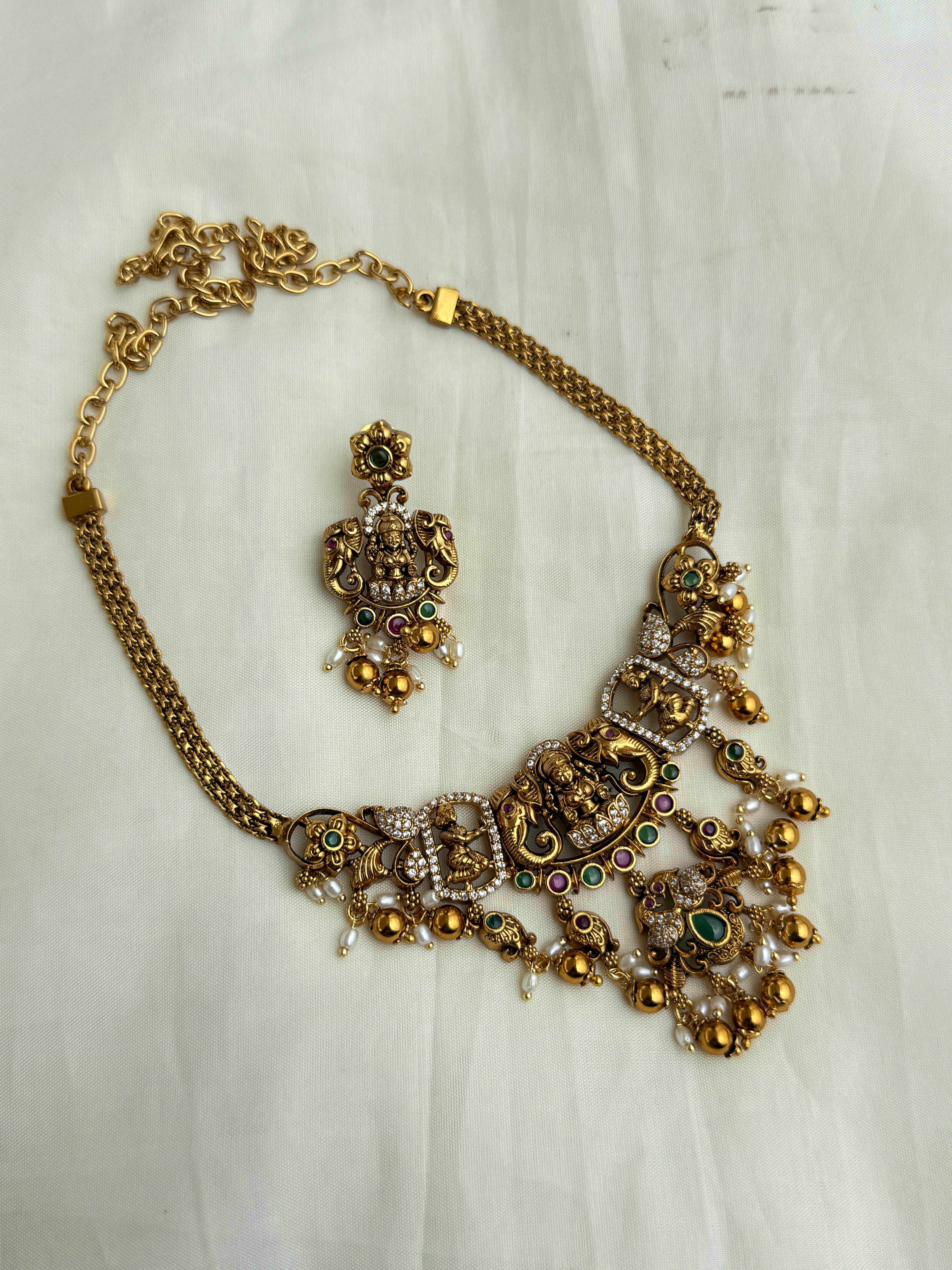 Ns300 nakshi Lakshmi devi neckset suits for adults and kids