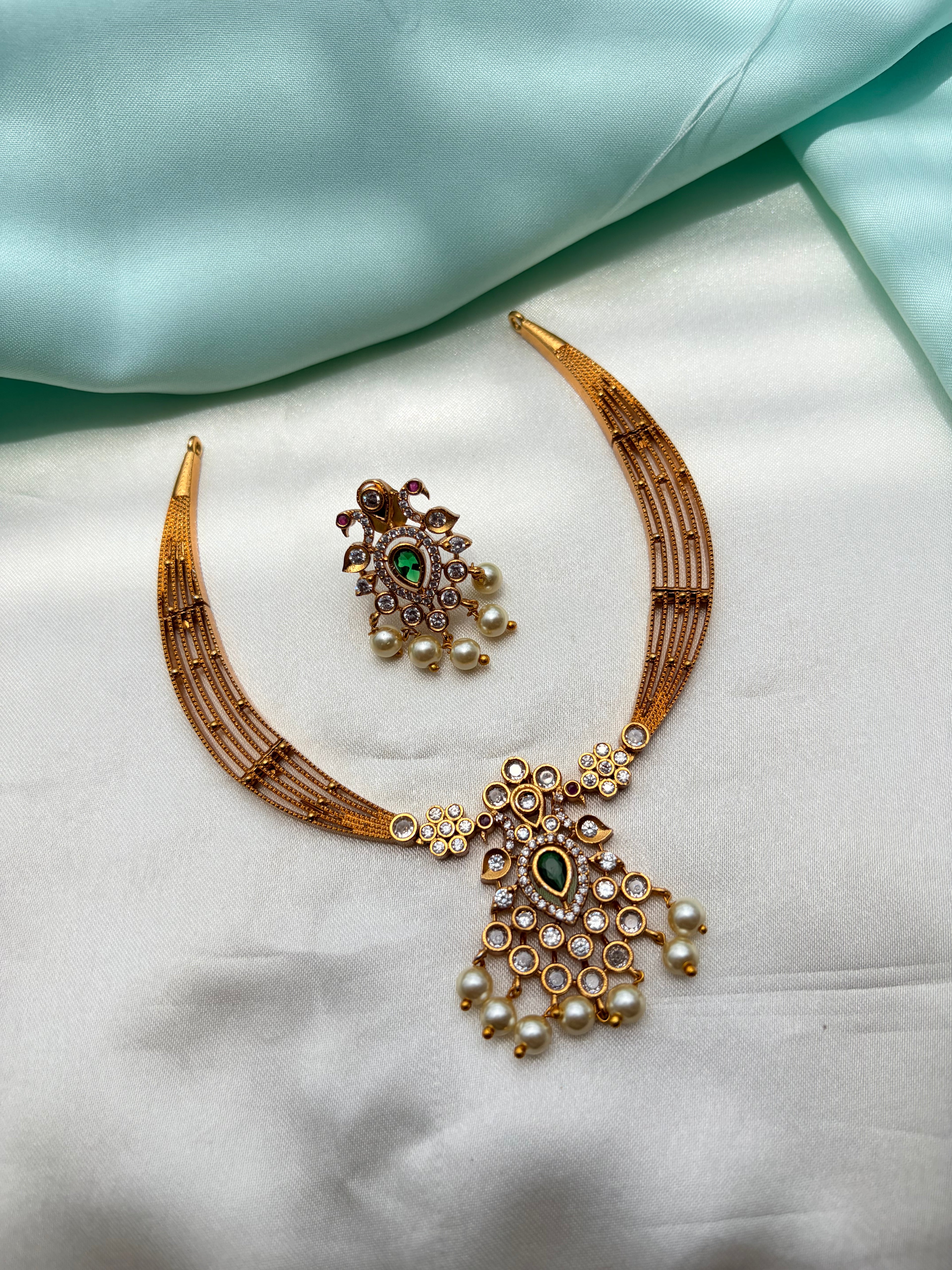 Ns968 peacock multi kante neckset with earrings