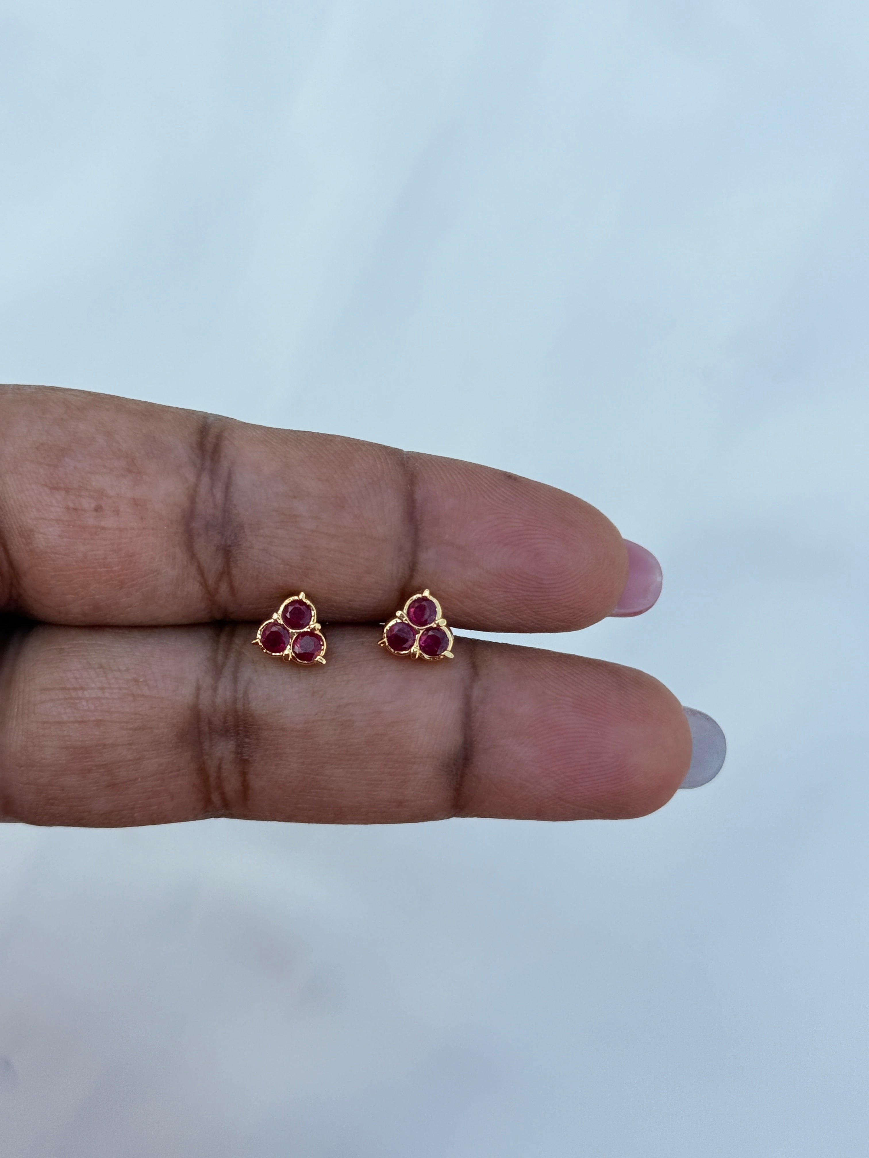 Ph175  panchaloham small 3 stone back screw  studs suits suit for kids