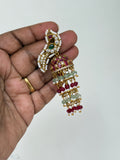 Er92 peacock kemp uncut Kundan earrings (lightweight)