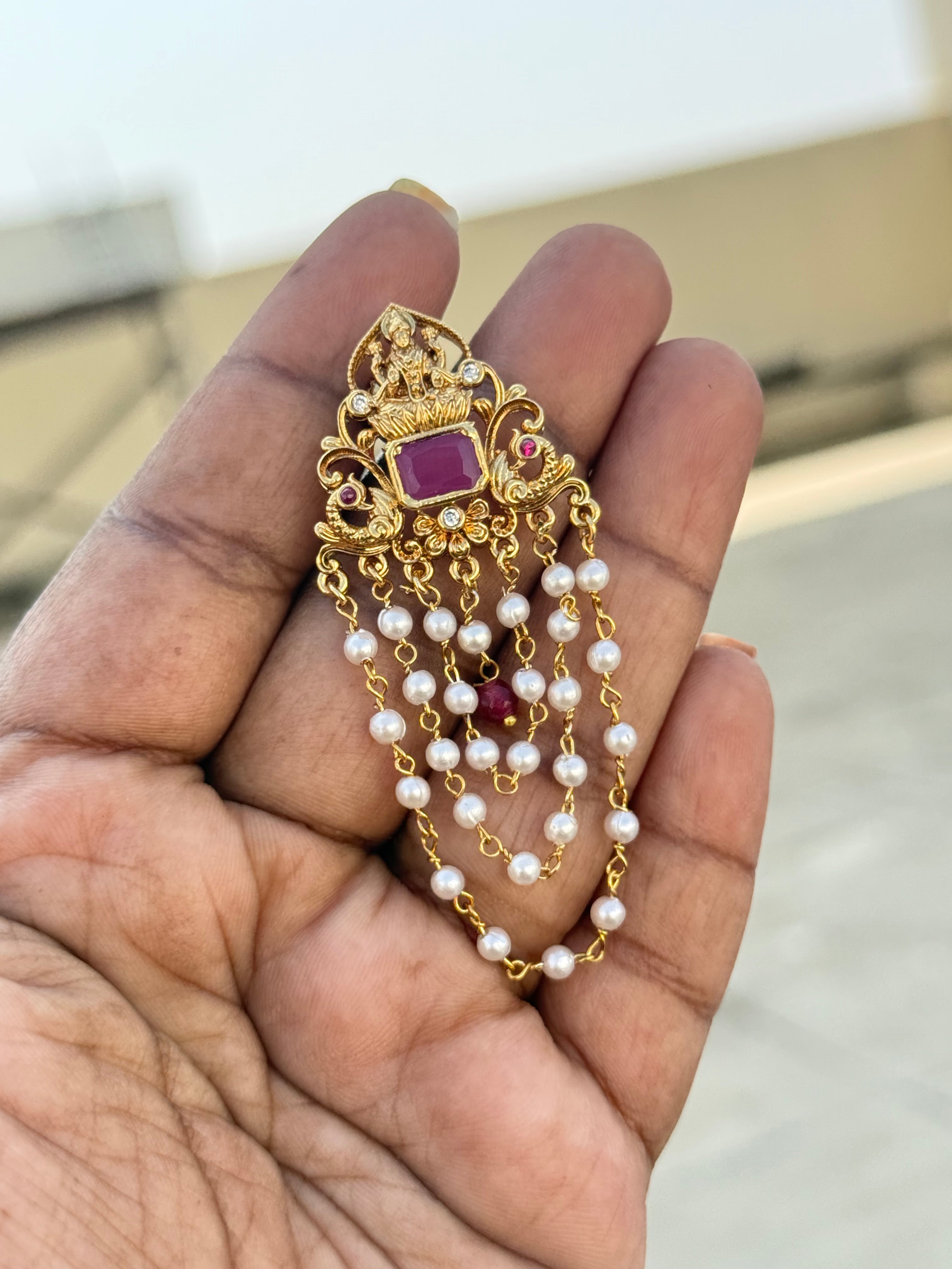 Pe001-pearl lakshmi Devi earrings