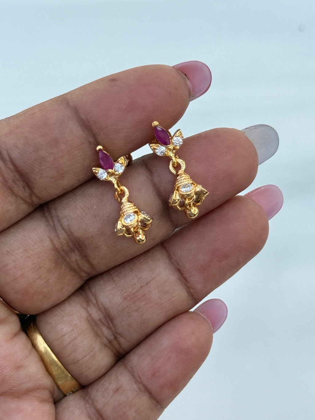 Ph229 panchaloham small butta earrings back screw earrings
