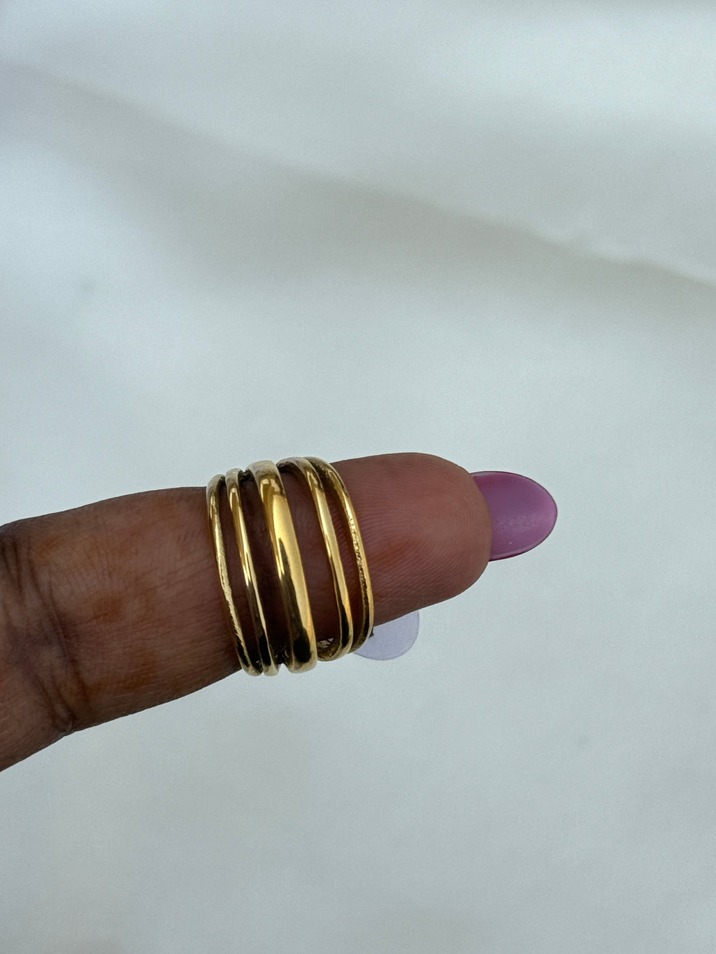 Rg045 anti tarnish 5 lines finger ring