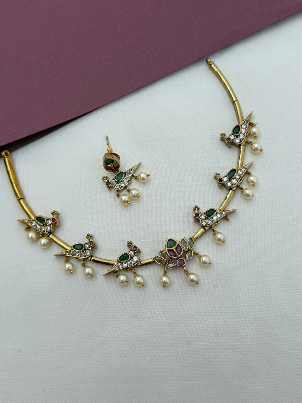 Multi parrot kante lotus neckset with earrings NS632