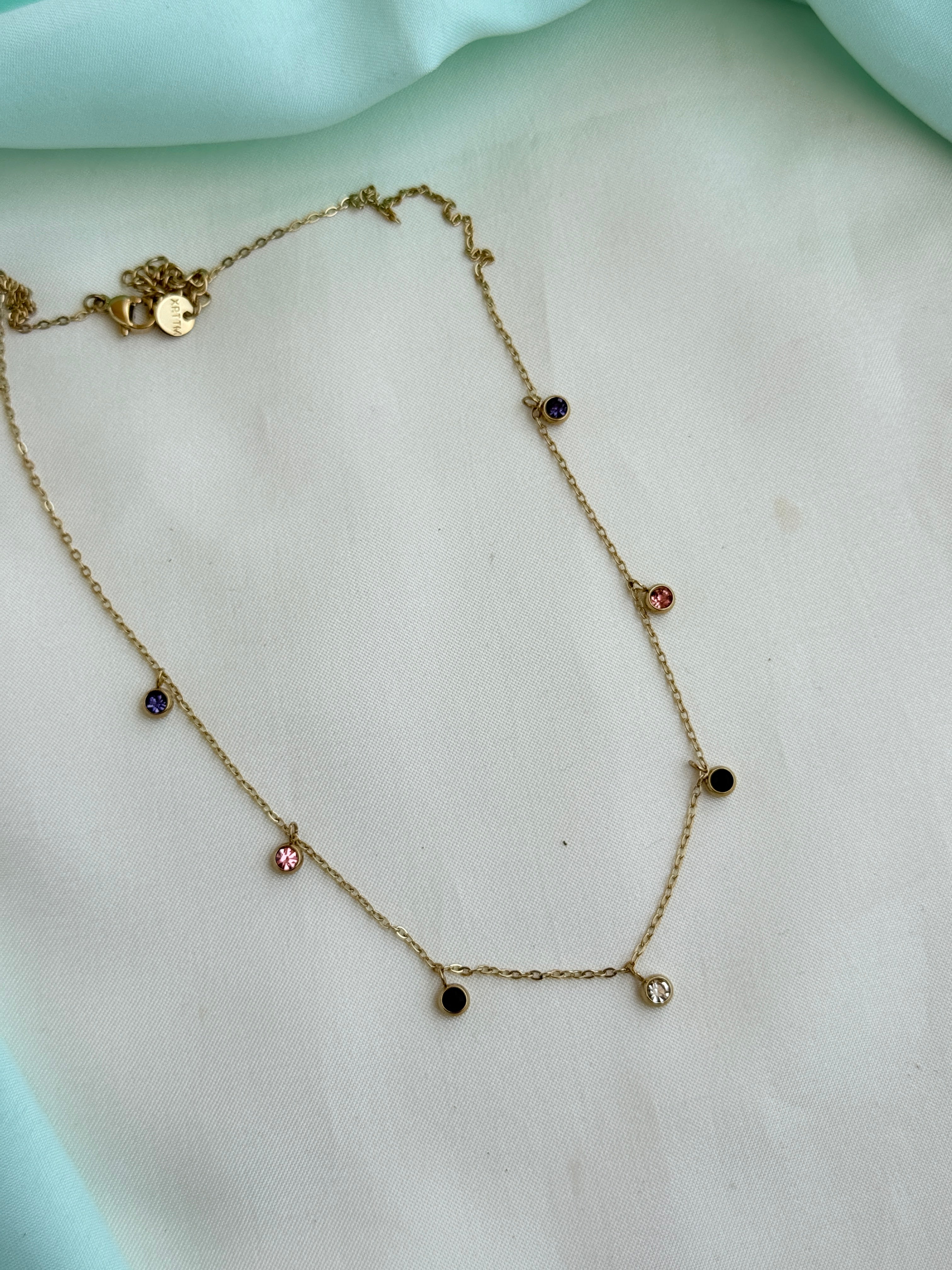 Dc099 anti tarnish multi stones 18inches adjustable daliy wear chain