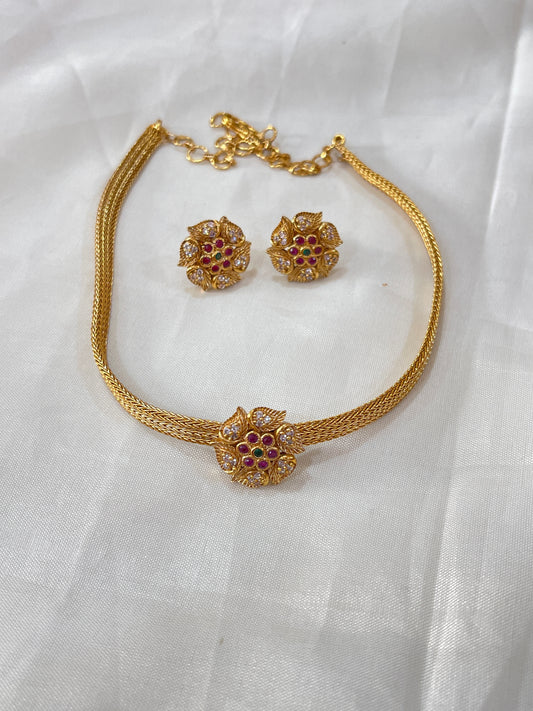 small flower choker with studs suits for kids too