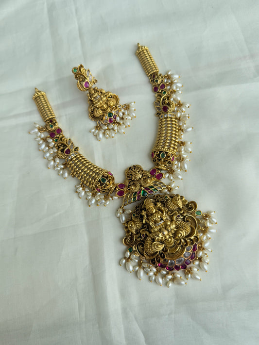 Ns0051 rice pearl nakshi Lakshmi Devi Neckset