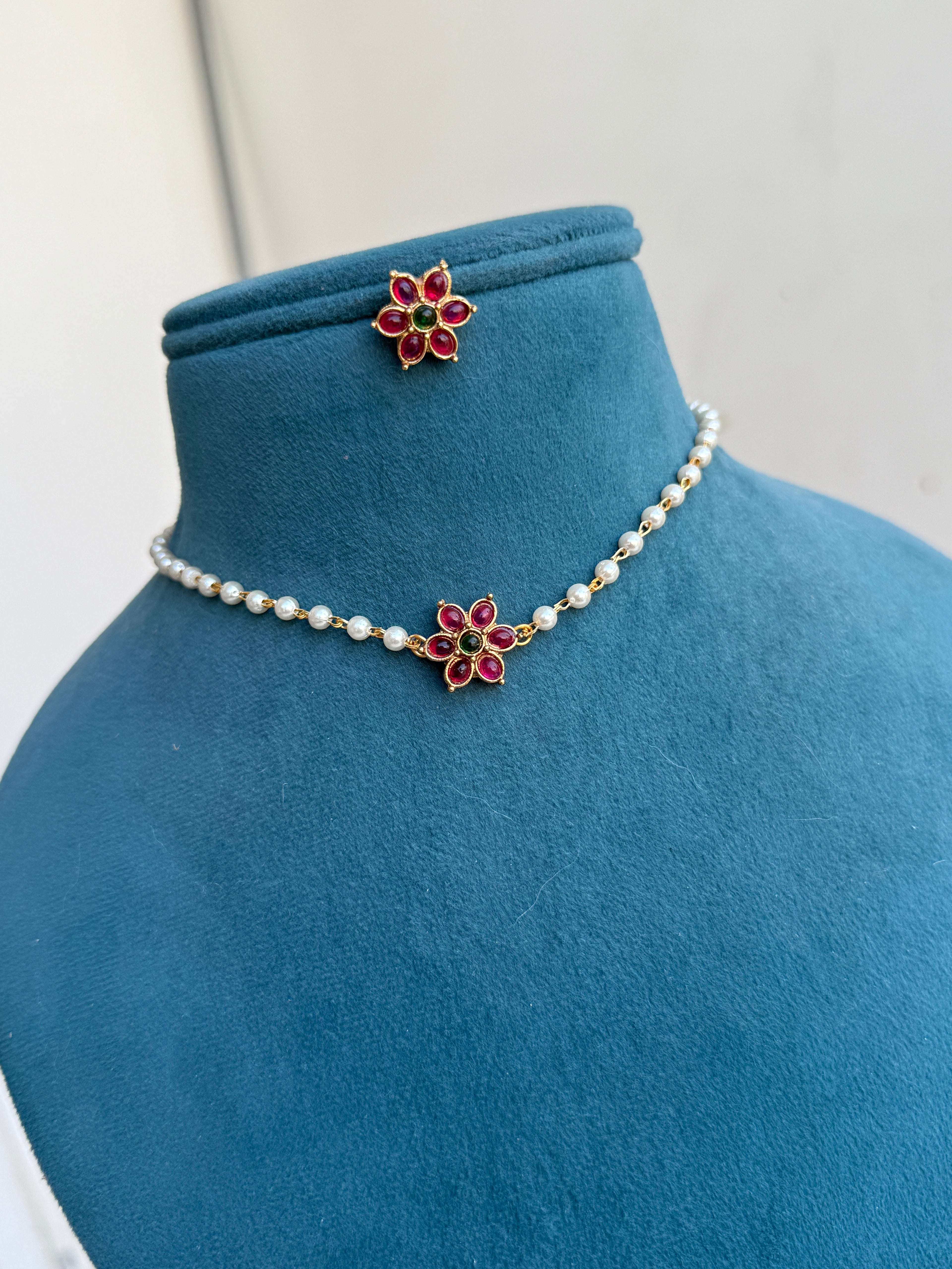 Pearl choker for kids and adults with earrings ch006