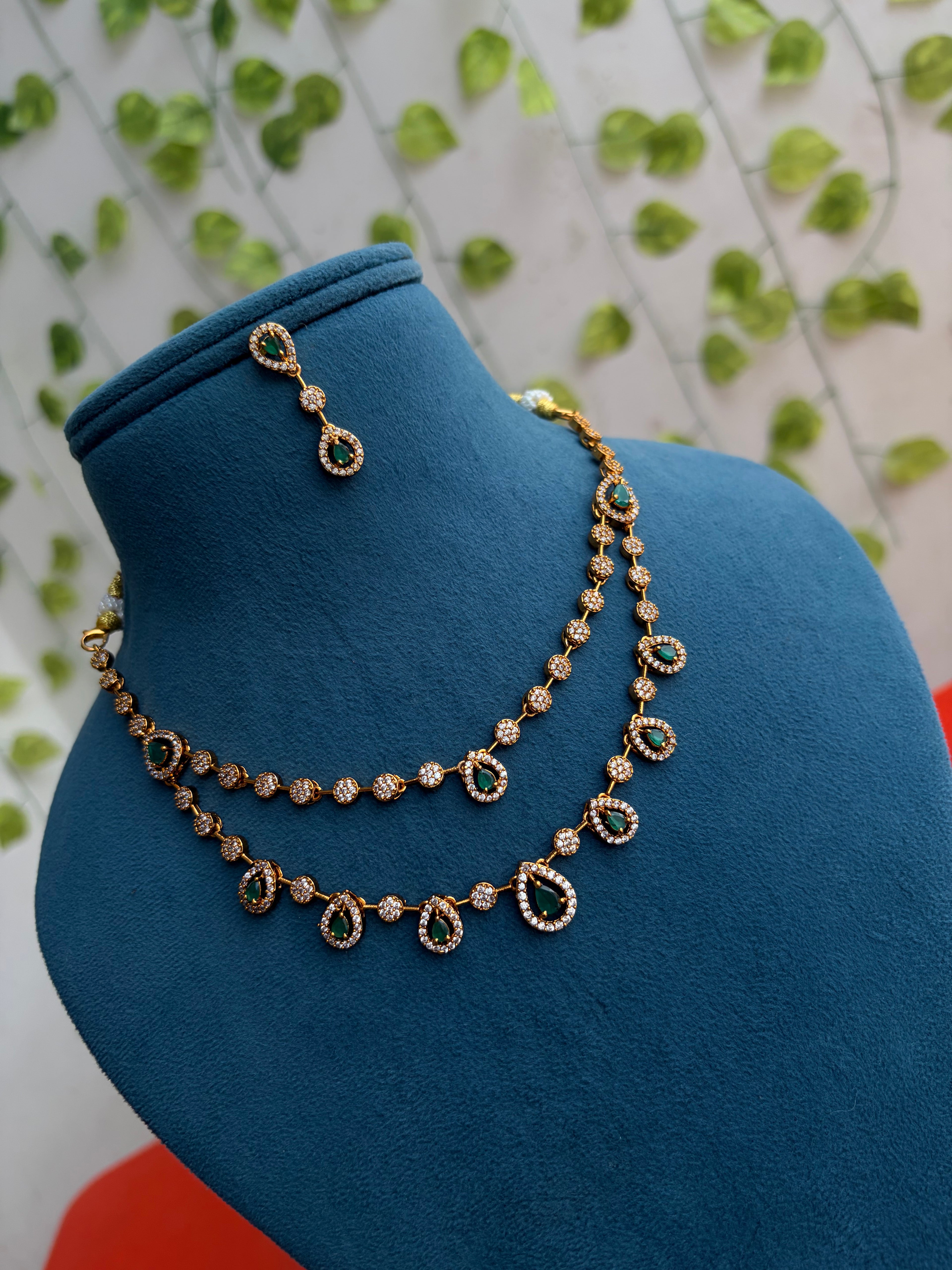 Ns833 drops 2 layers short neckset with earrings