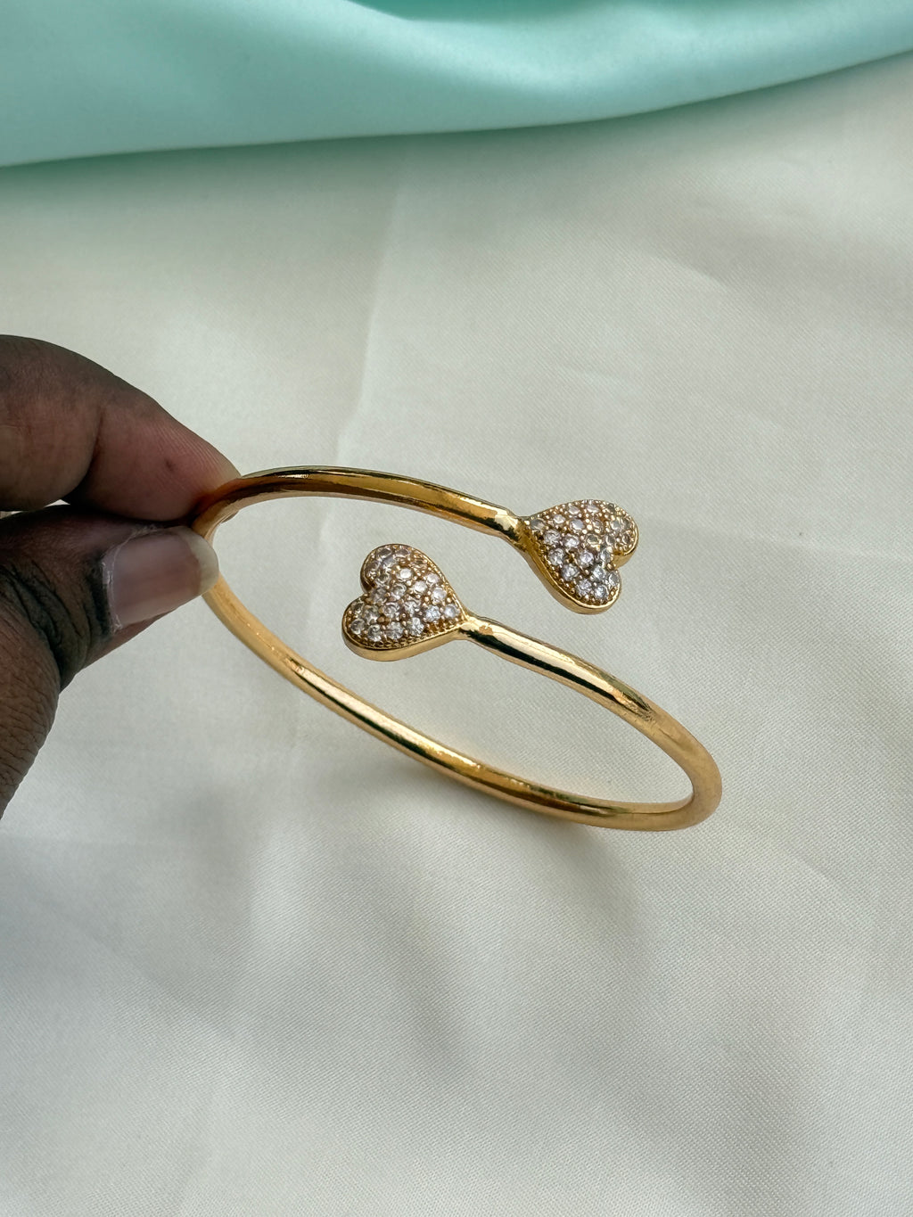 Ph534 panchaloham polished heart stones 2.6 to 2.8 size openable kada