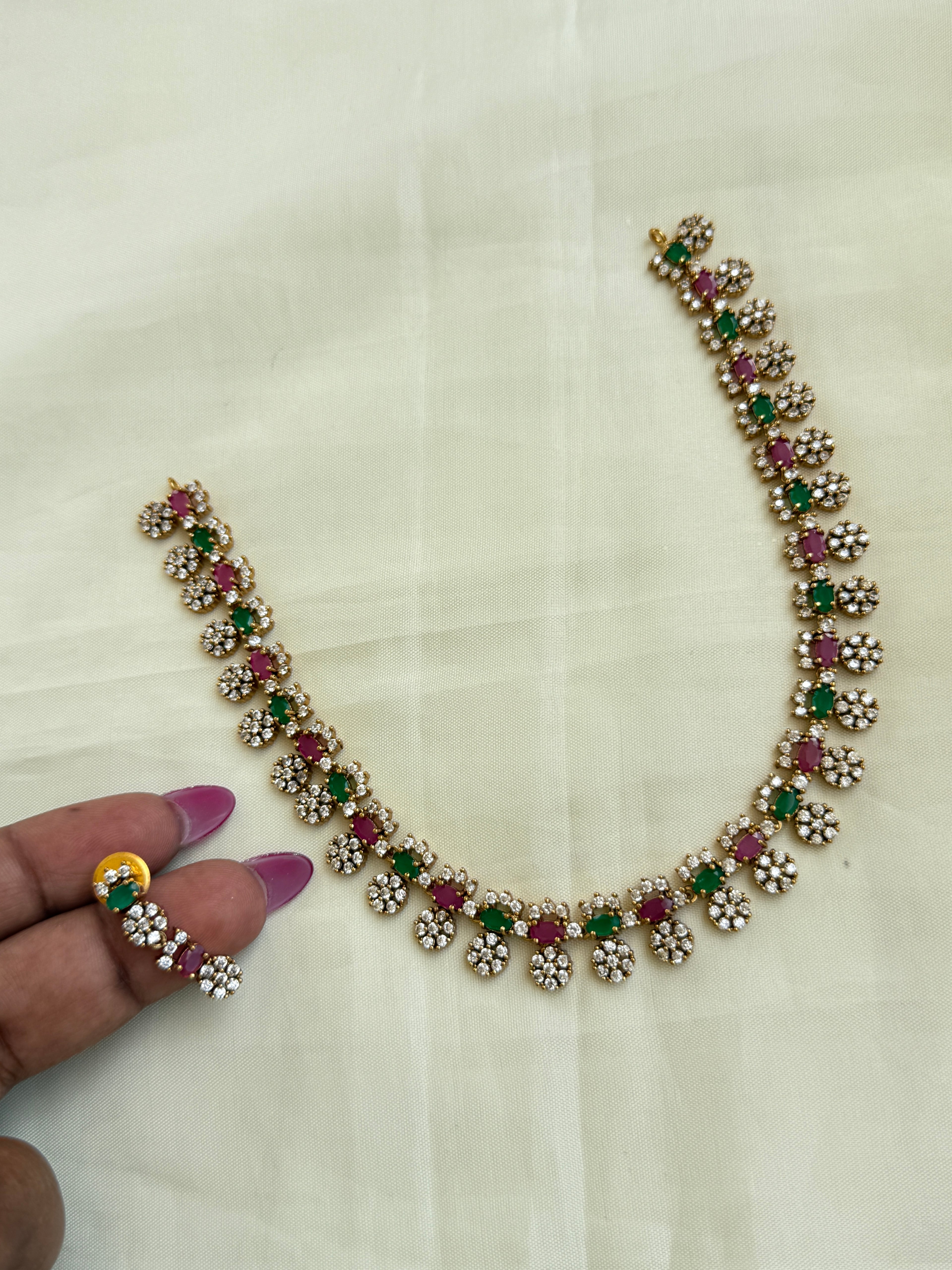 Ns269 multi cz neckset with earrings..!