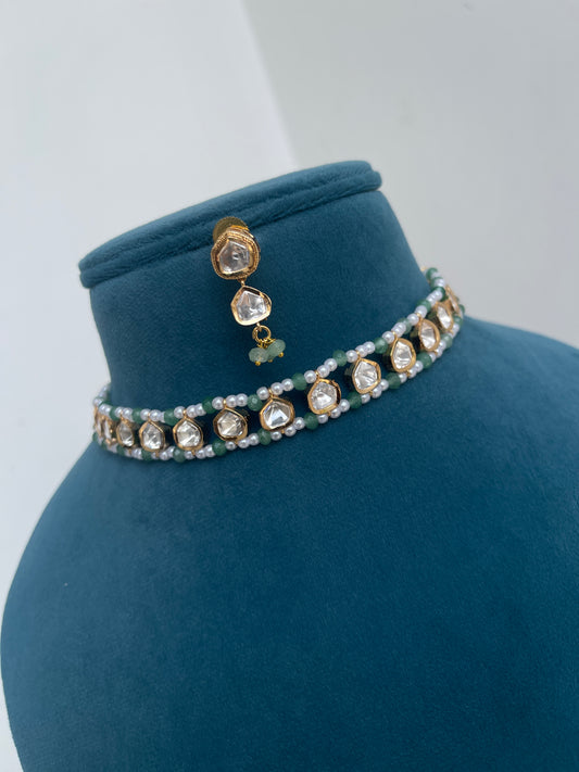 Uncut kundan pearl choker