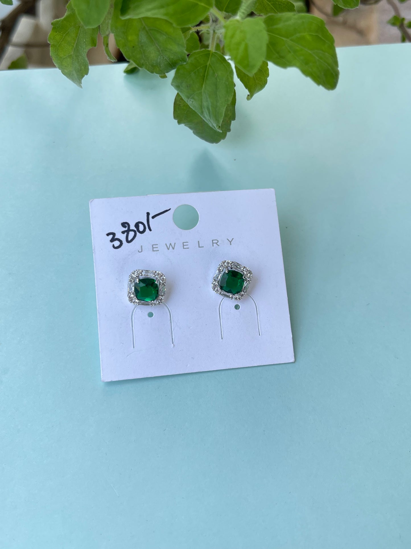 Silver square studs in 3 colors