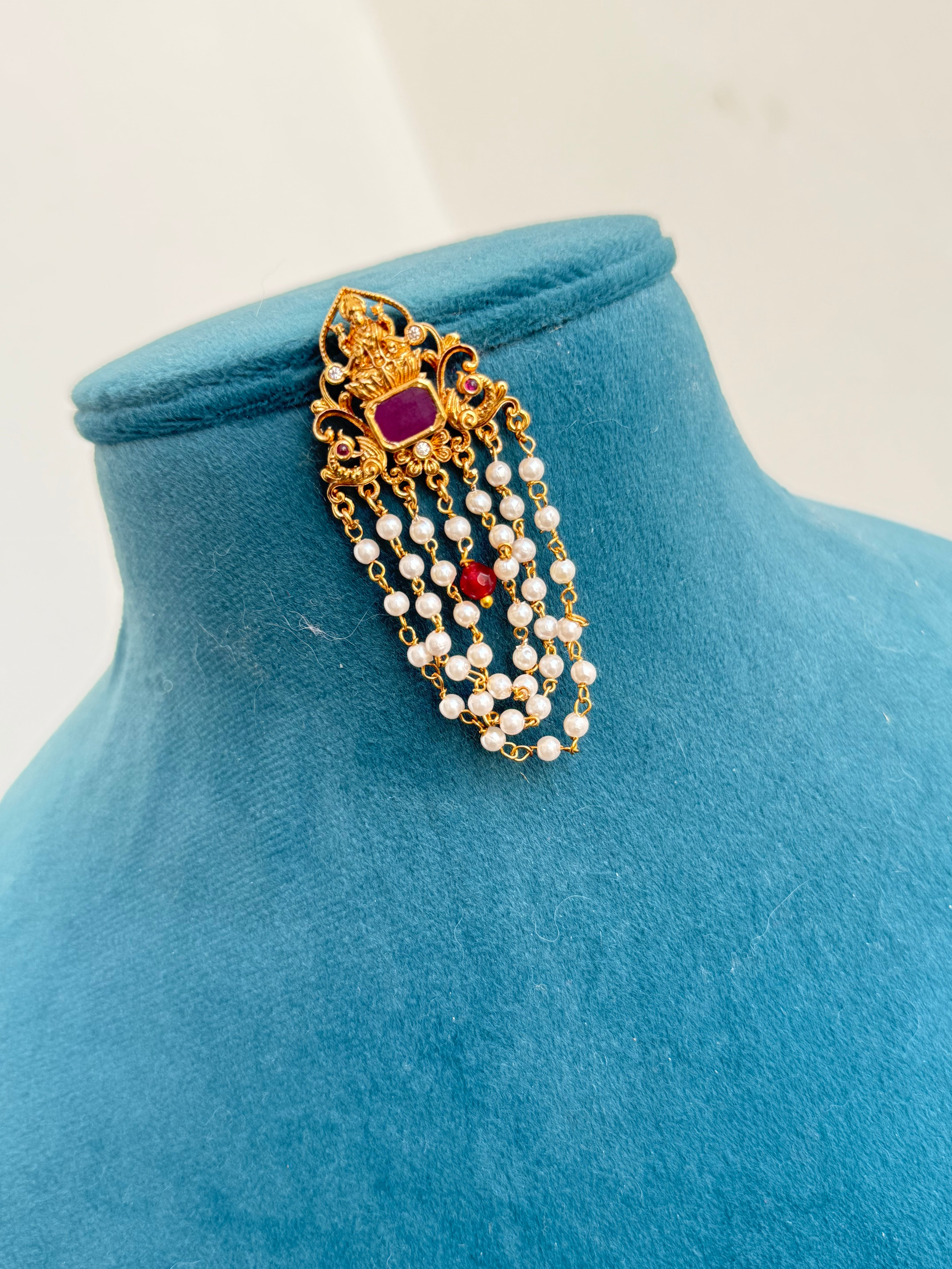 Pe001-pearl lakshmi Devi earrings
