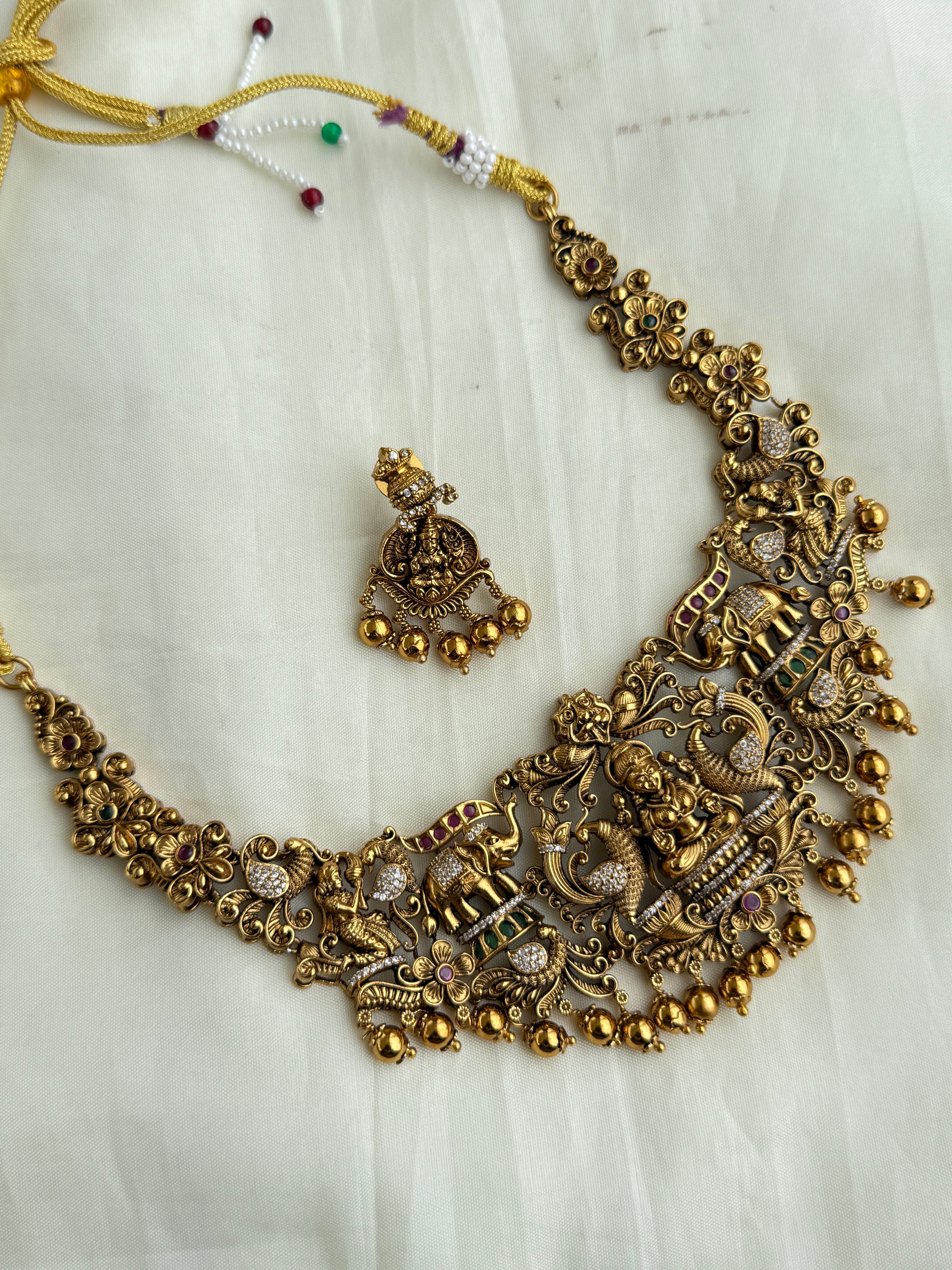 Ns310 Lakshmi devi elepant nakshi neckset