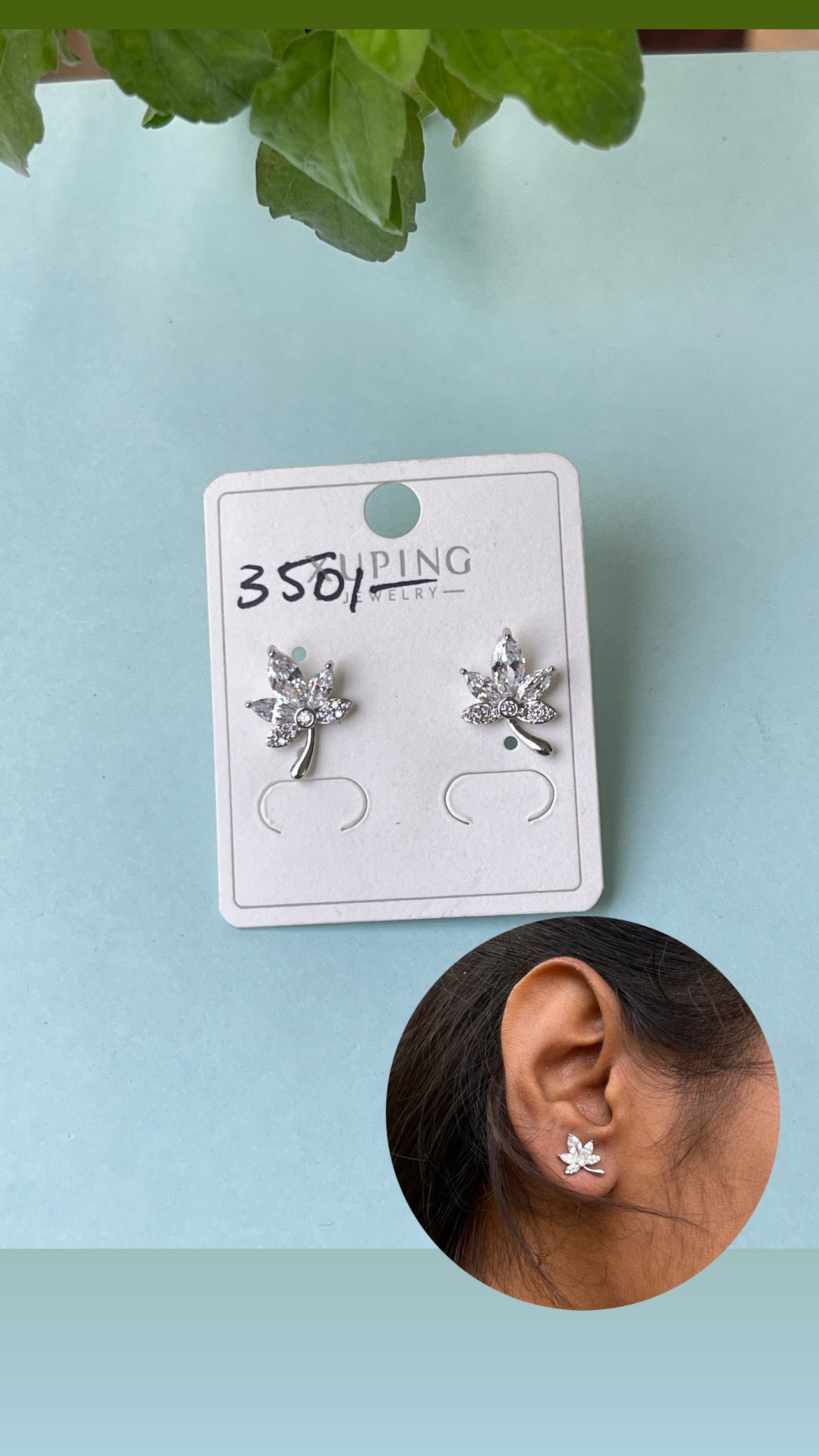 Leaf silver studs