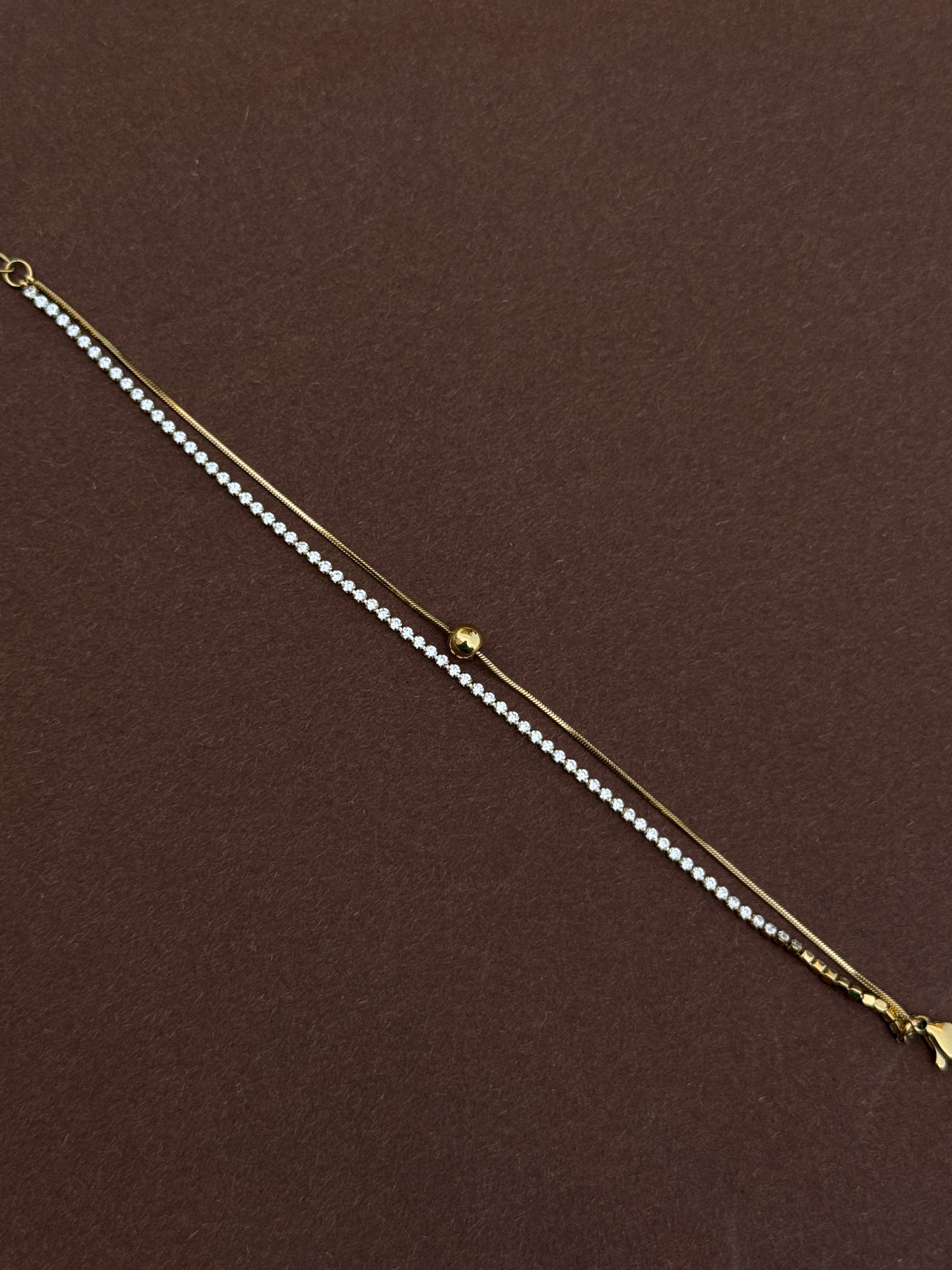 Ab556 Anti tarnish 2 layer's 8 inches chain bracelet