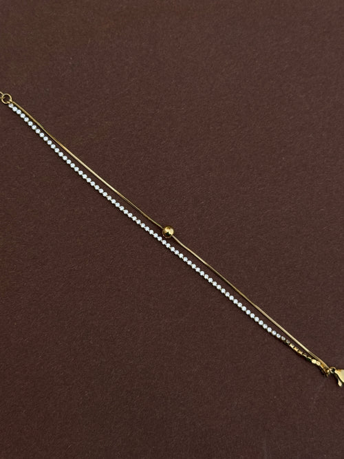 Ab556 Anti tarnish 2 layer's 8 inches chain bracelet