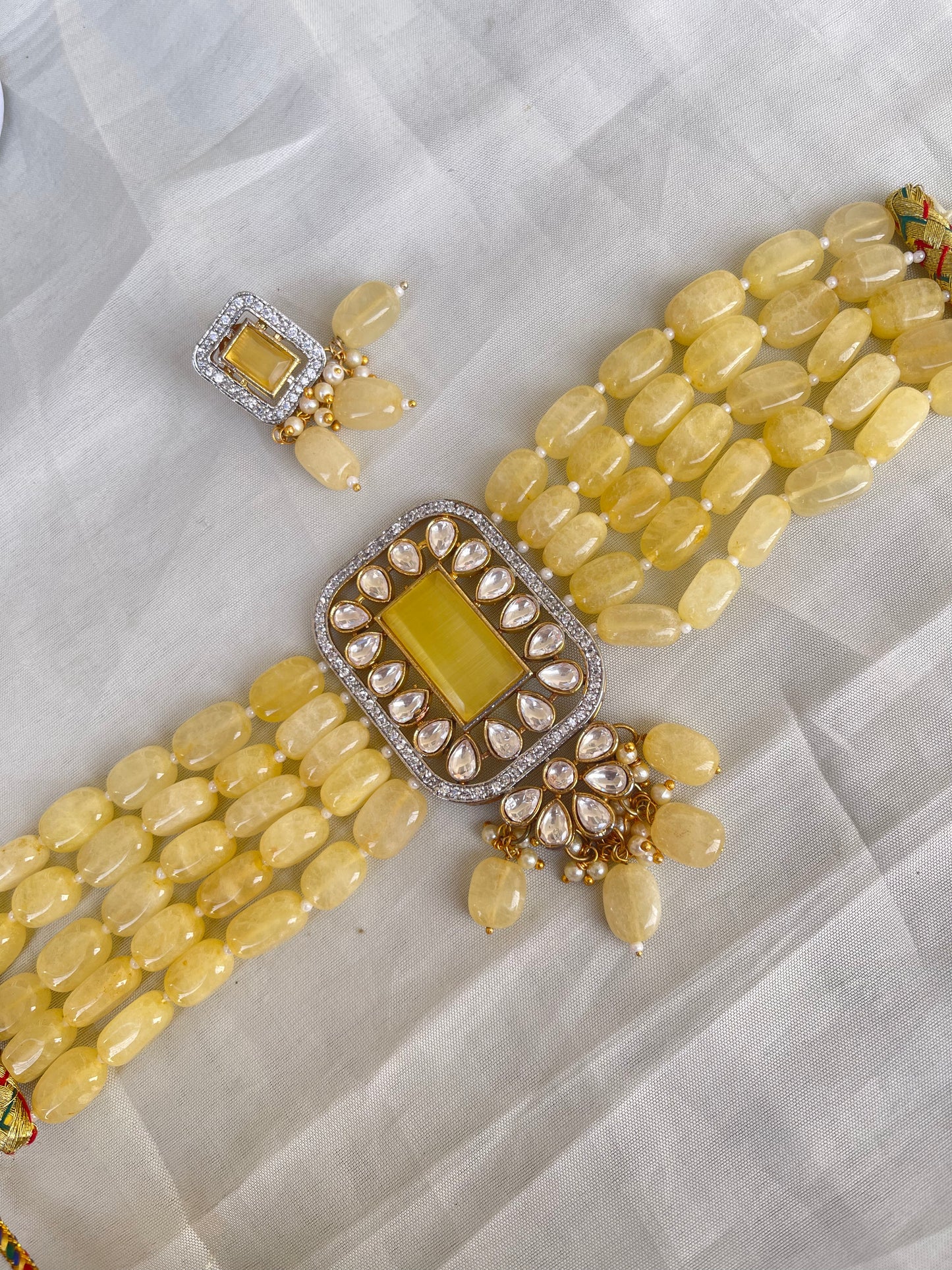 Yellow beads choker for haldi