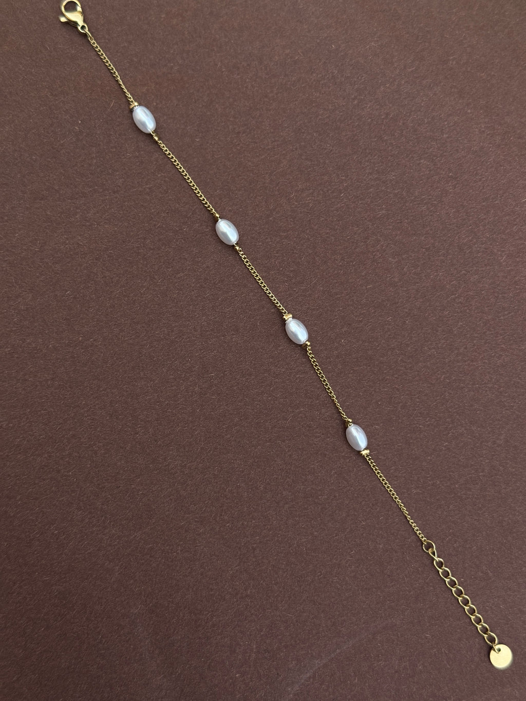 Ab559 anti tarnish pearl 8 inches chain bracelet