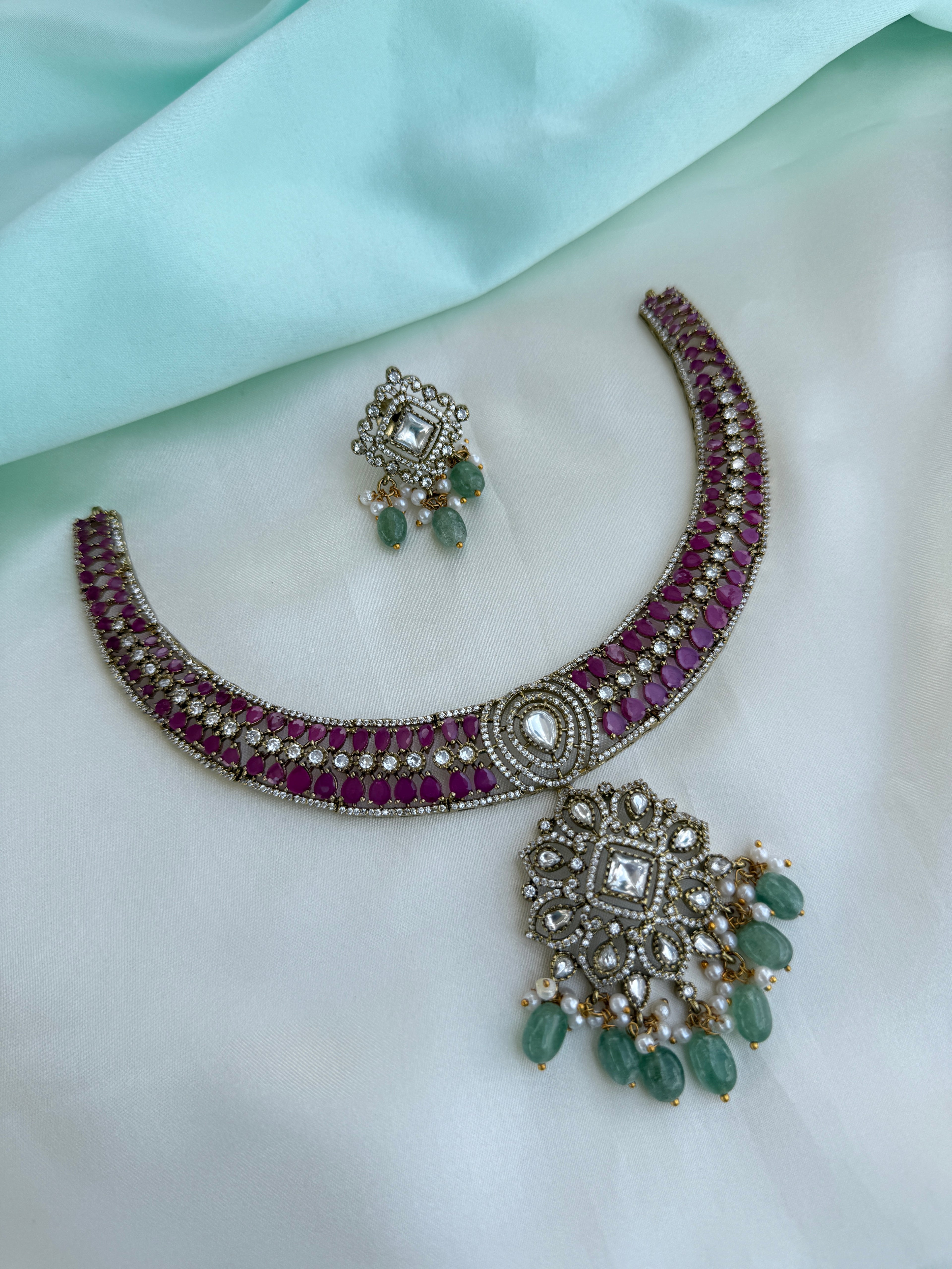 Choker Kundan neckset with earrings ns263