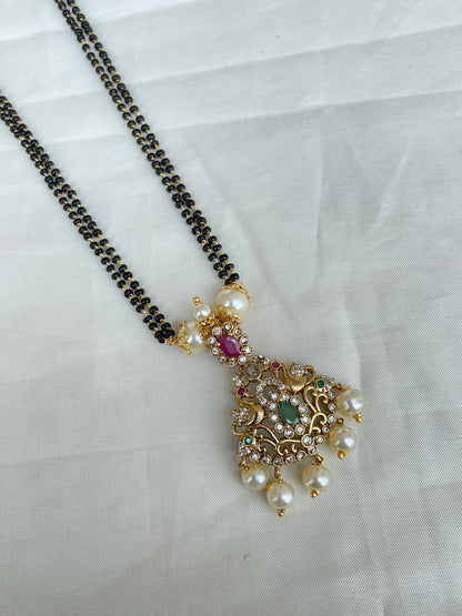 2 lines short multi pendant blackbeads