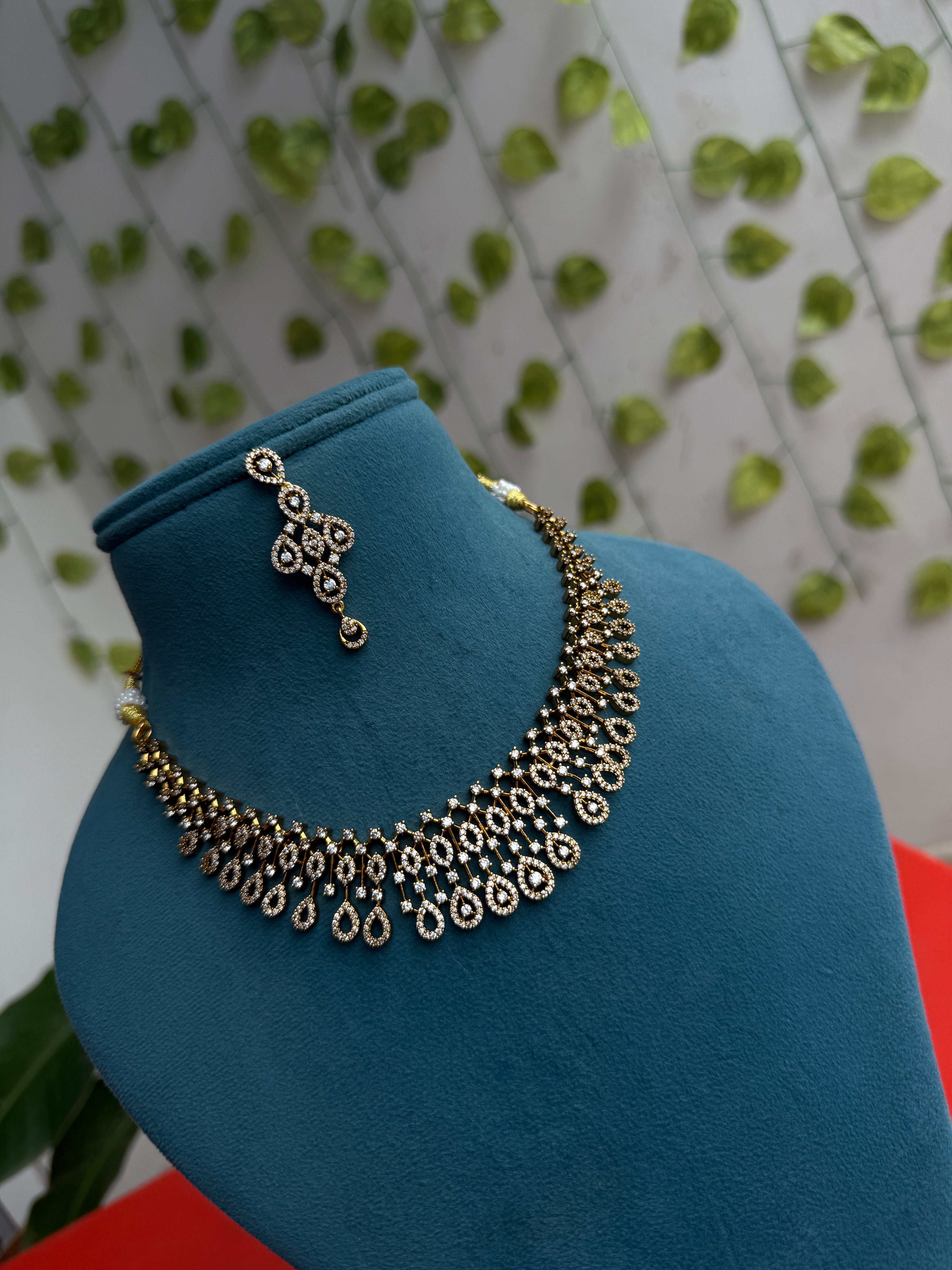 Royal Teardrop Cascade Neckset with earrings ns866