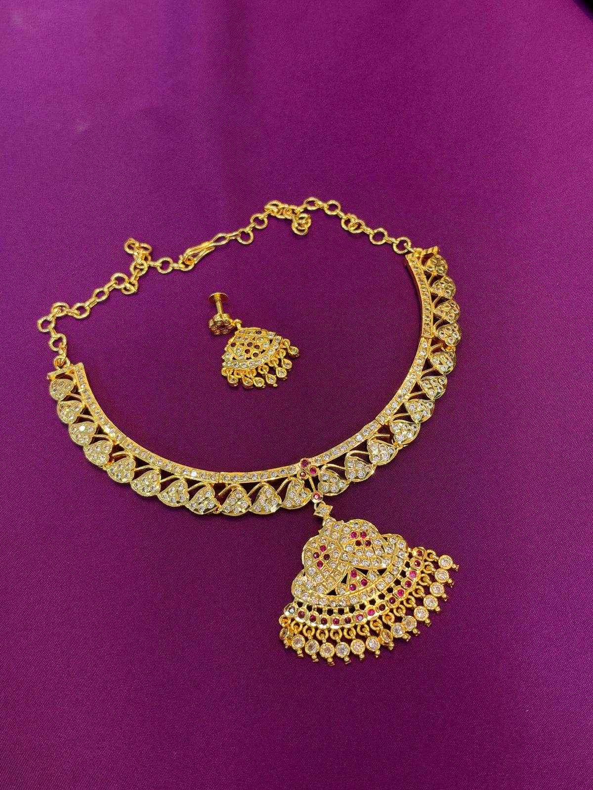 Ph905 panchaloham kante neckset with chandbali back screw earrings