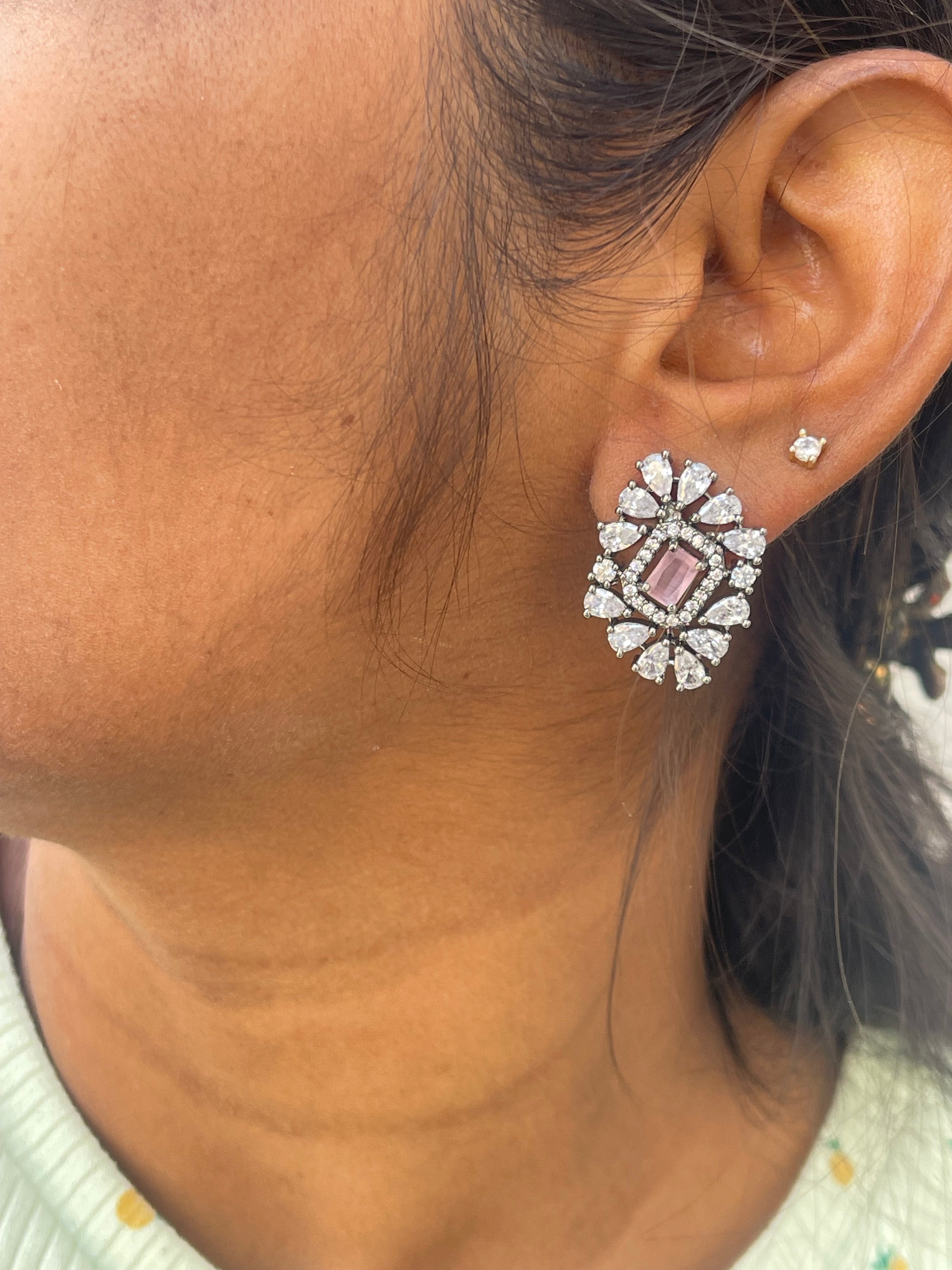 Victorian pastel pink studs