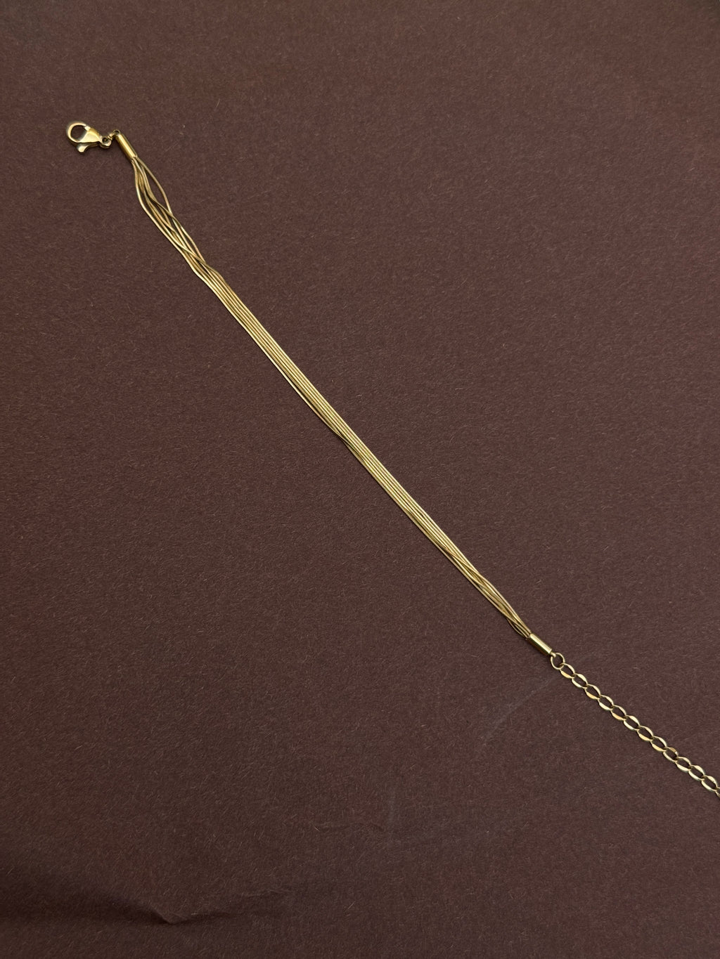 Ab547 anti tarnish gold colour 6 layer's 8.5 inches chain bracelet