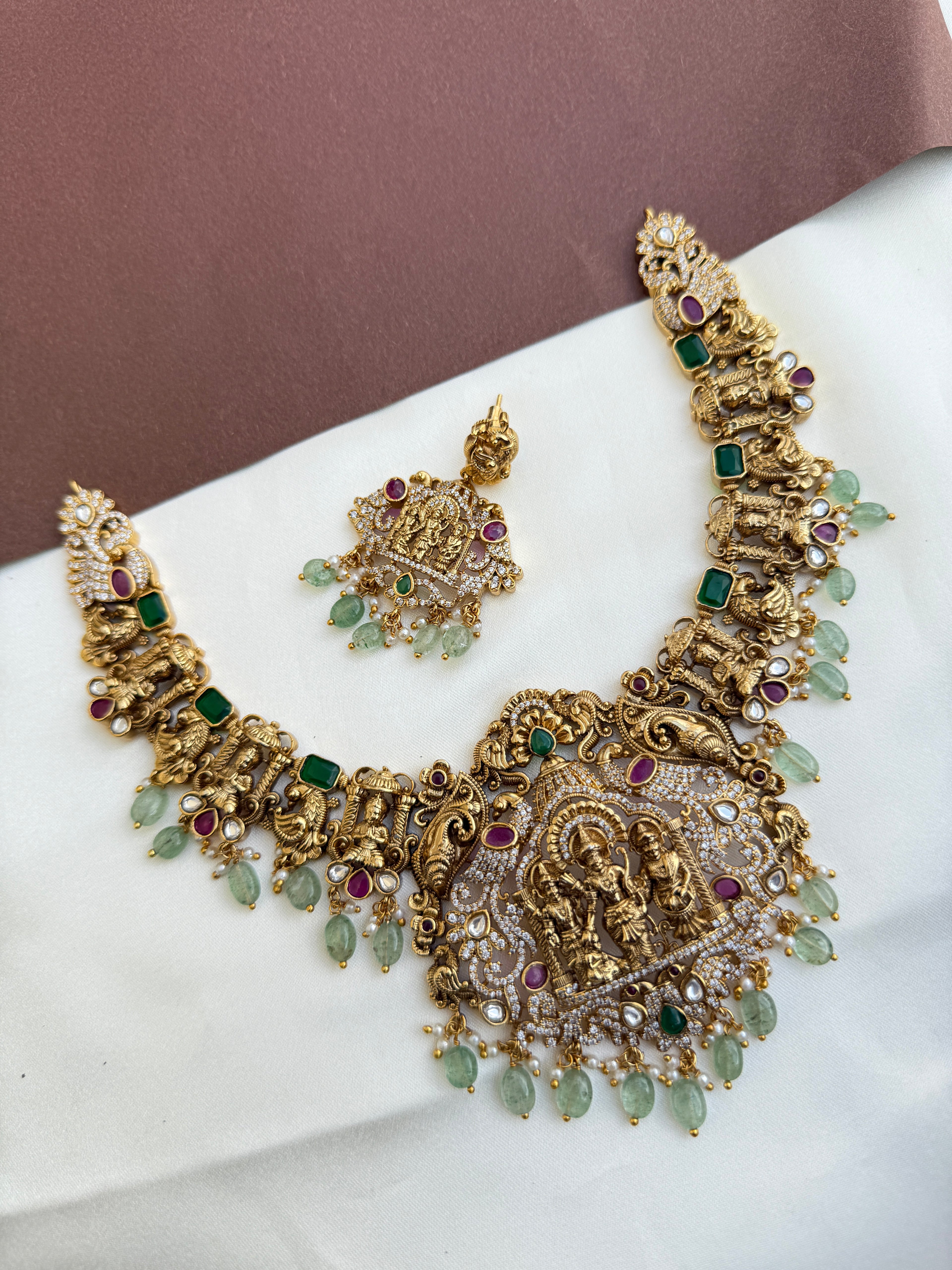 Ns353 ramparivar nakshi cz Kundan neckset