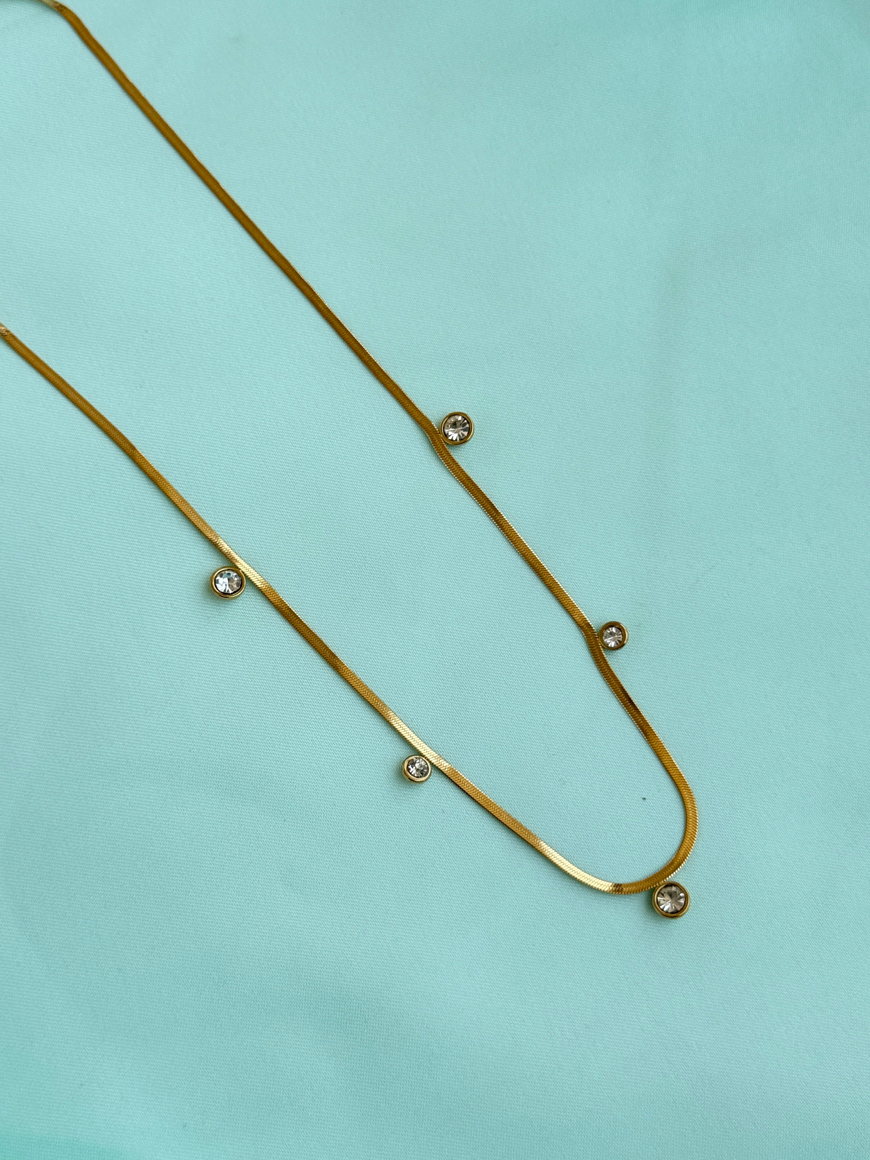 Dc061 anti tarnish white stones 18inches adjustable daily wear chains