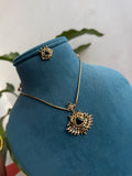 Ns502 simple emerald pendant with earrings