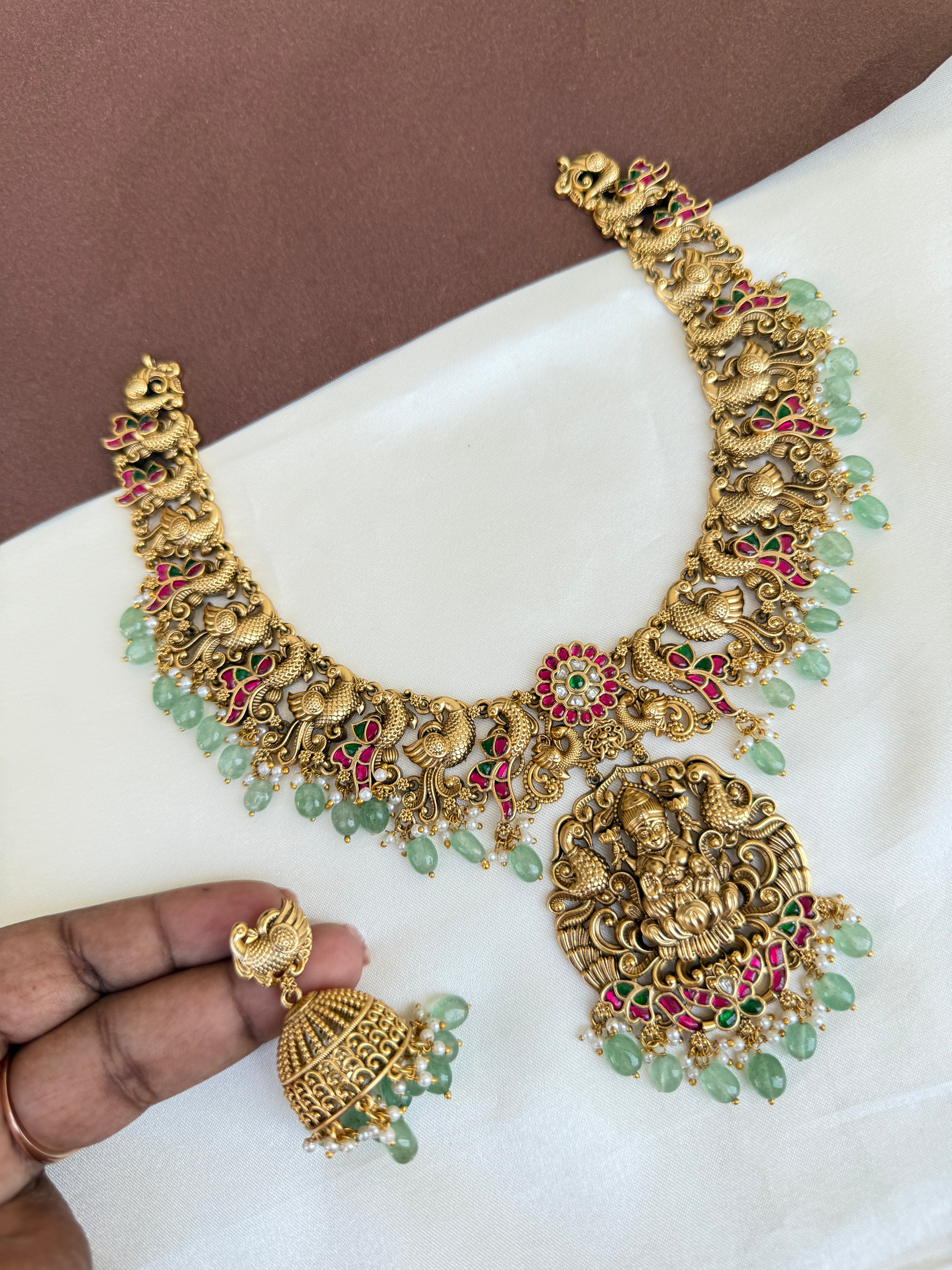 Ns568 lakshmi Devi nakshi jadau Kundan neckset