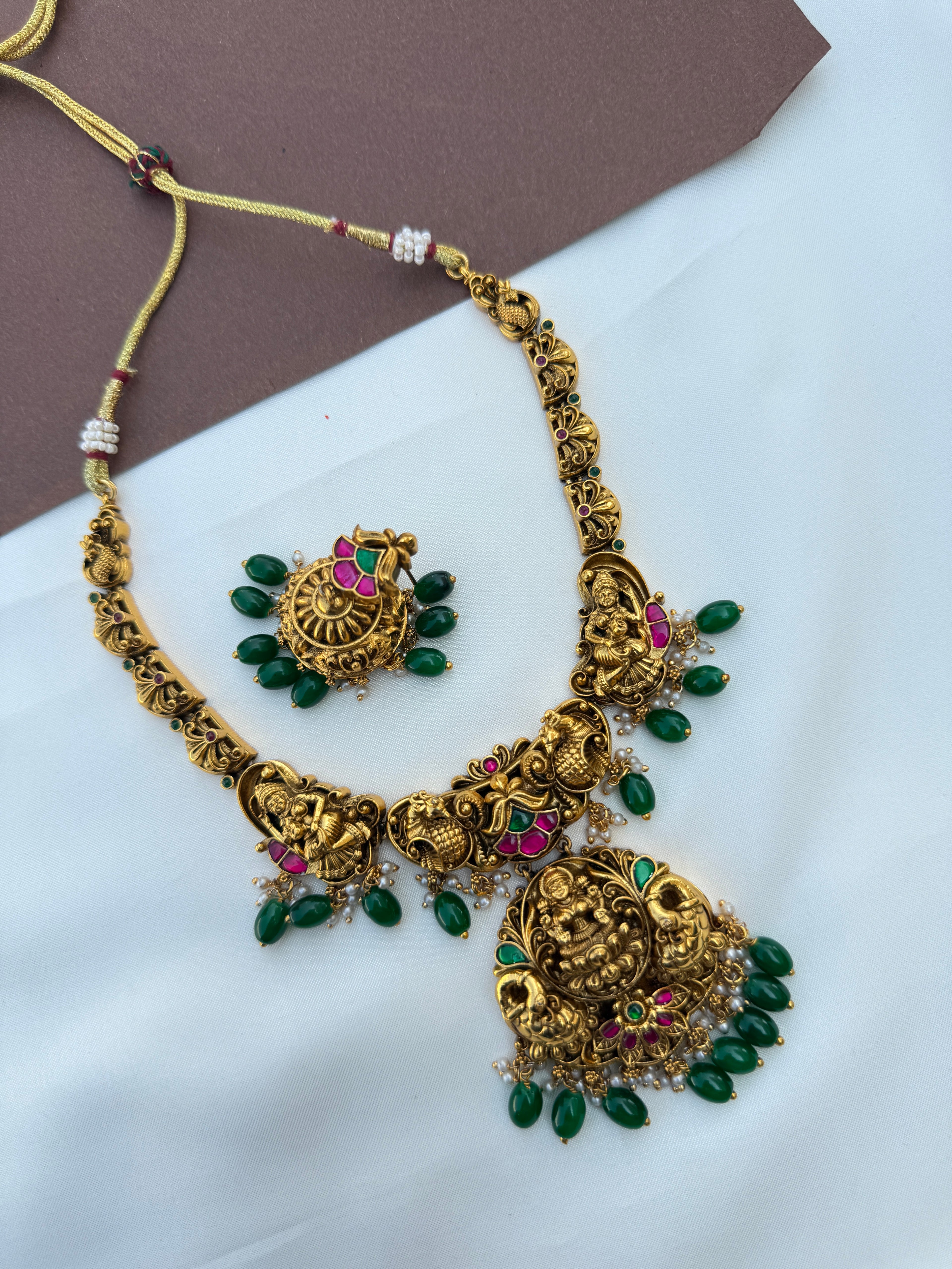 Ns655 Gold replica Nakshi lakshmi devi neckset