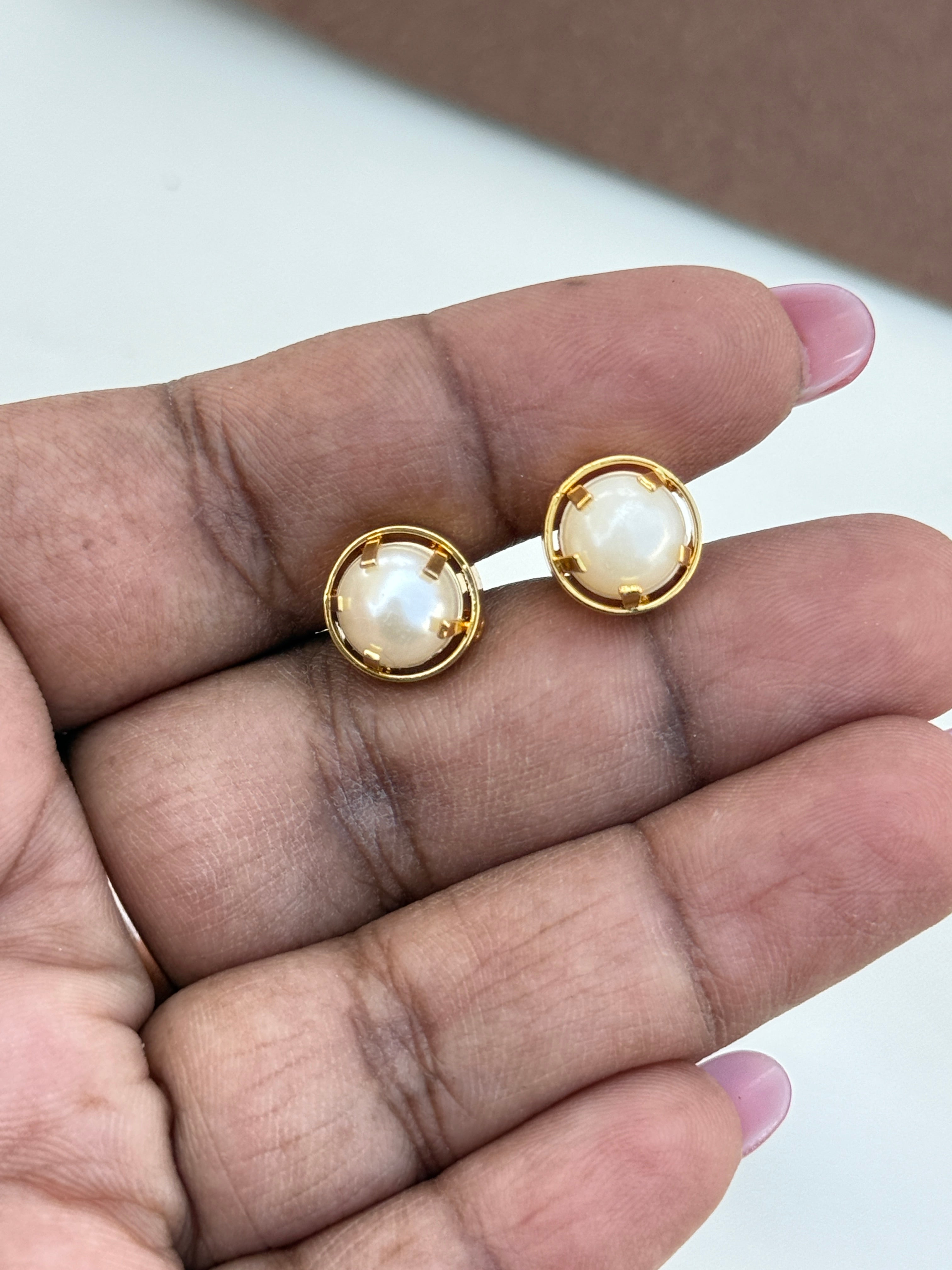 Ph206 Panchaloham pearl studs  with back screw earrings
