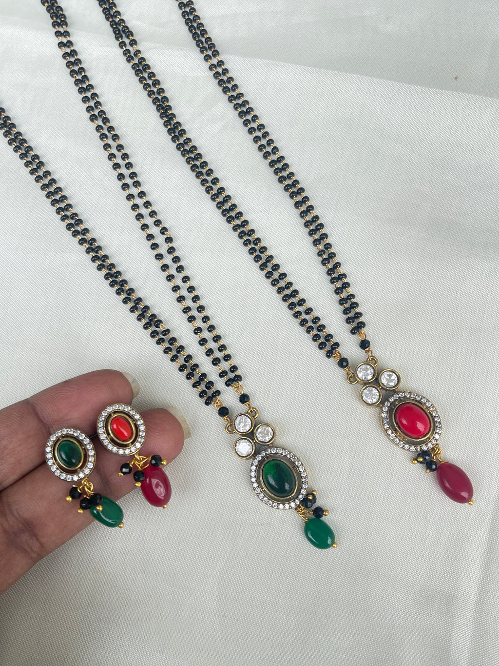 Allu Sneha Reddy inspired Kundan black beads with Earrings BB1614