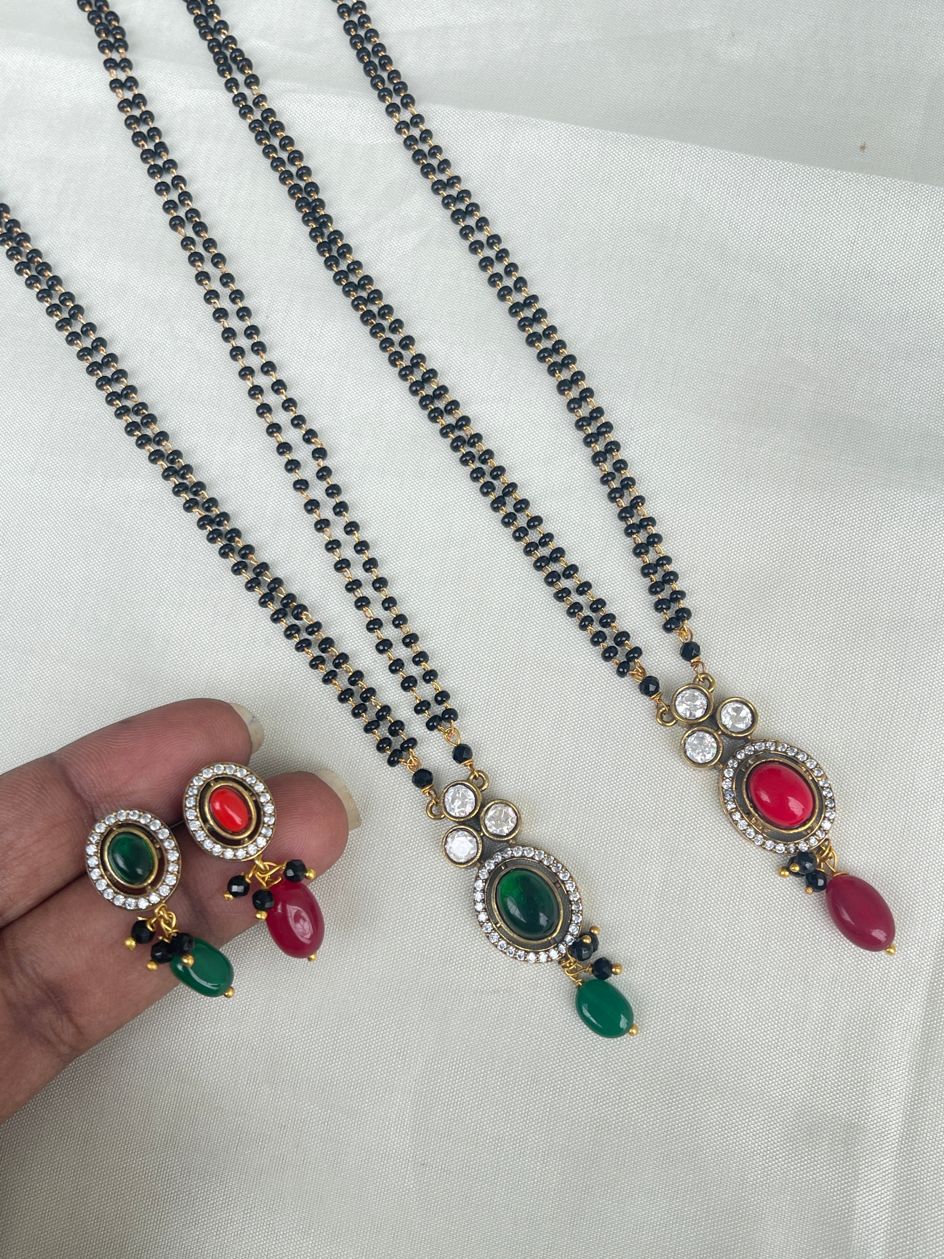 Allu Sneha Reddy inspired Kundan black beads with Earrings BB1614