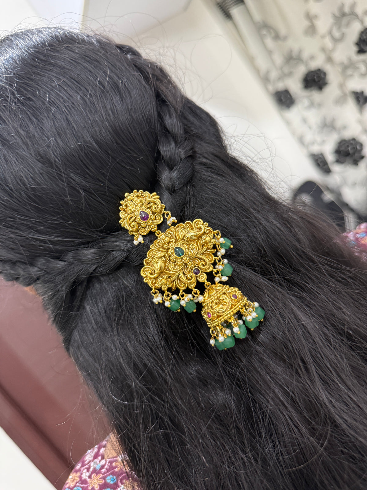 Kemp stone green beads with 3 steps jada Billa jd013