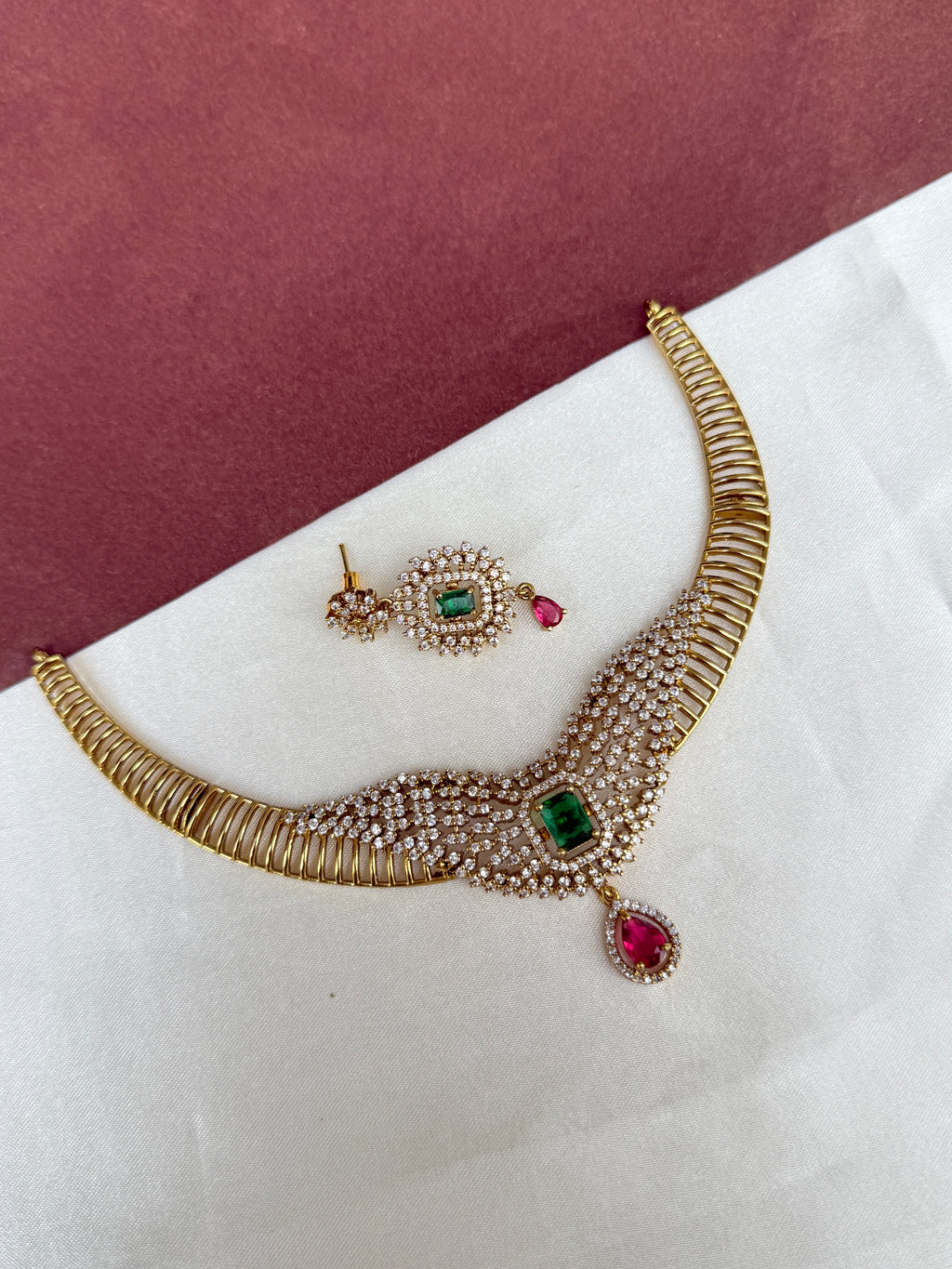 Ns346 multi zircon Kante with earrings