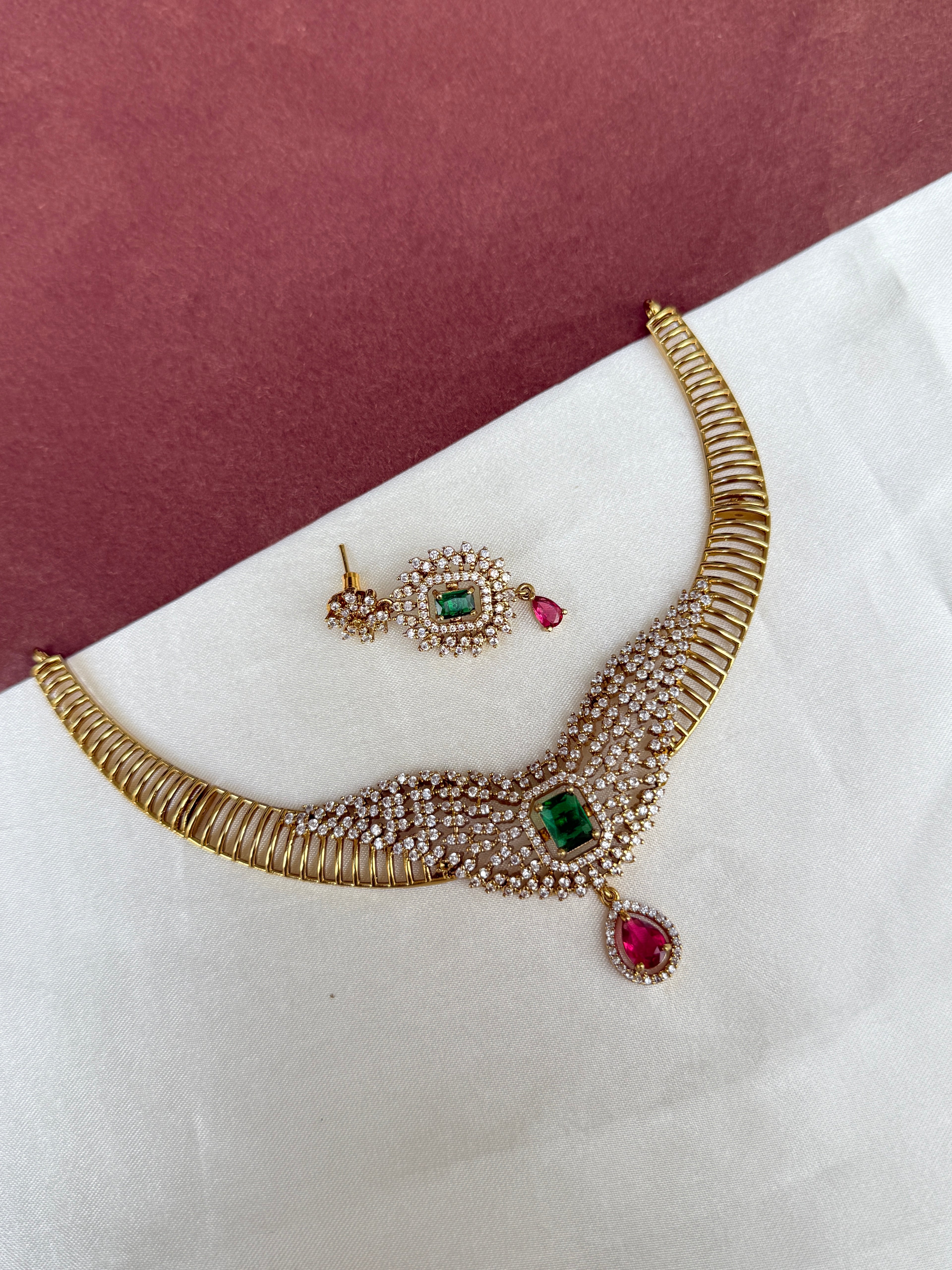 Ns346 multi zircon Kante with earrings