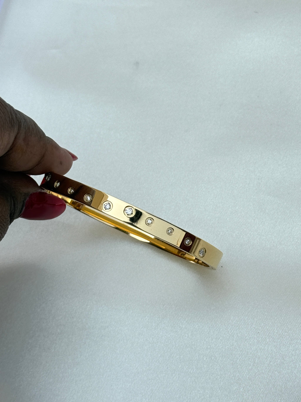 Ab084 anti tarnish 10 stones openable kada bracelet