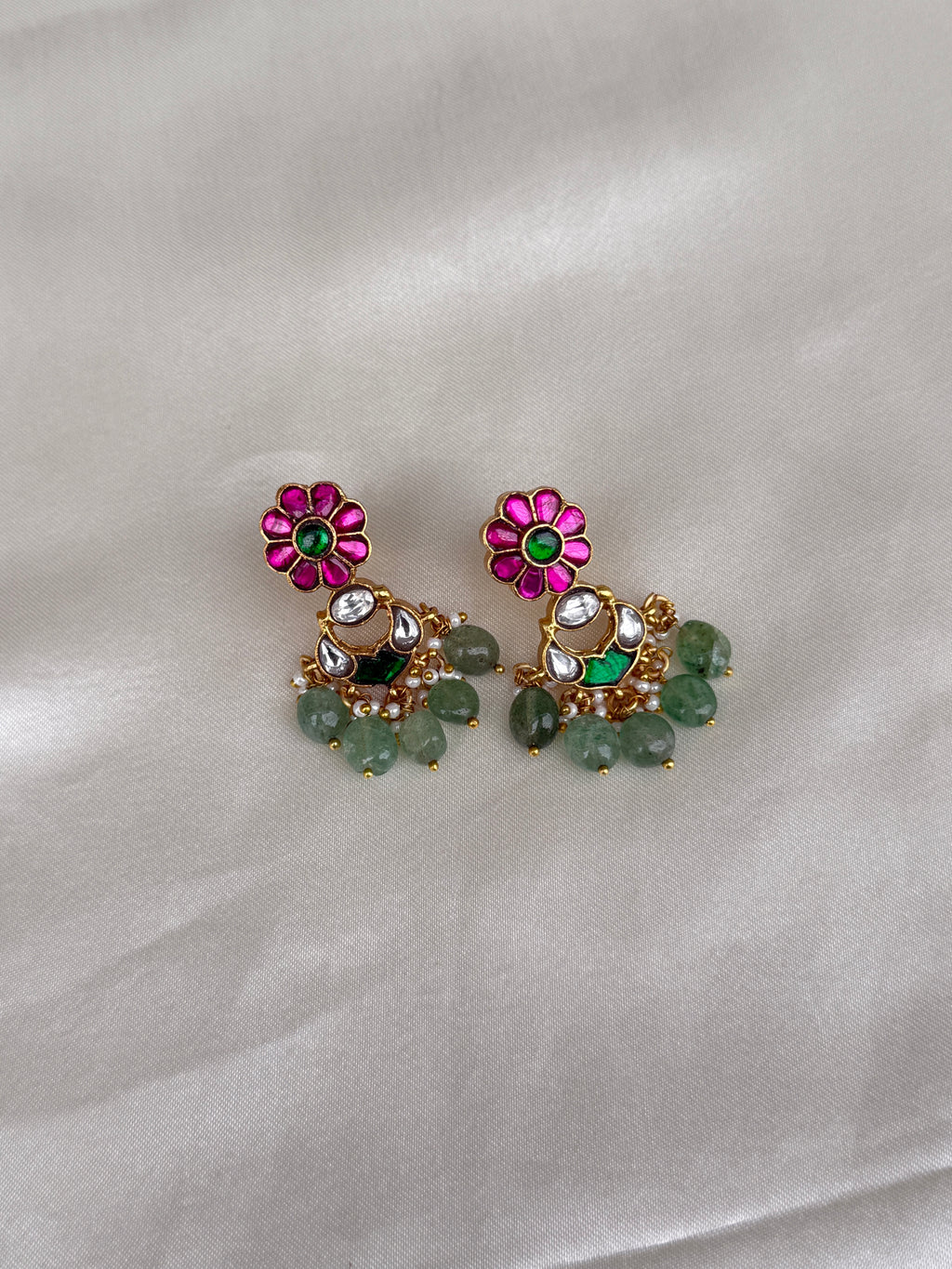 Er116 small chandbali jadau Kundan earrings