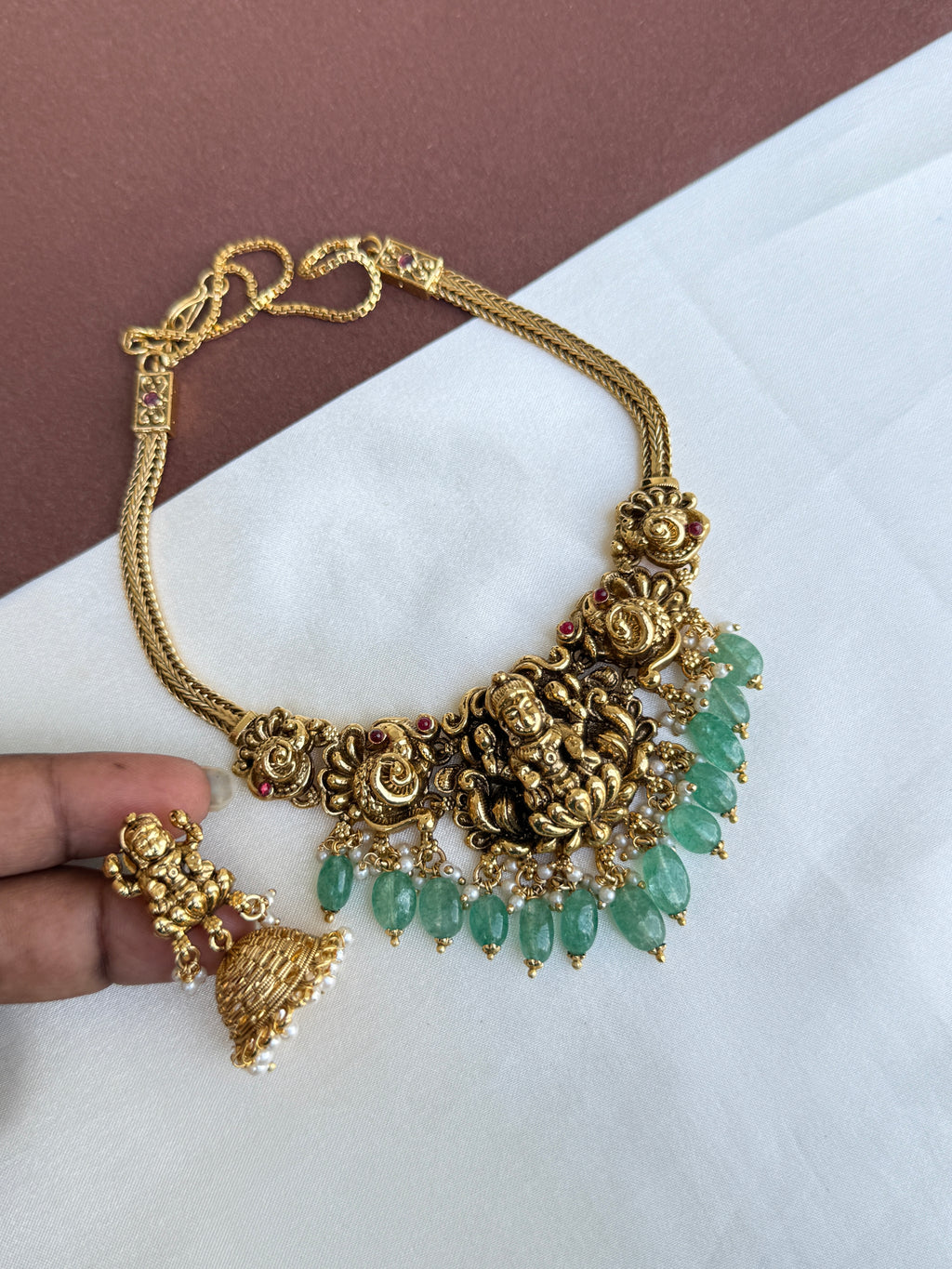 Ns406 3D nakshi lakshmi Devi neckset
